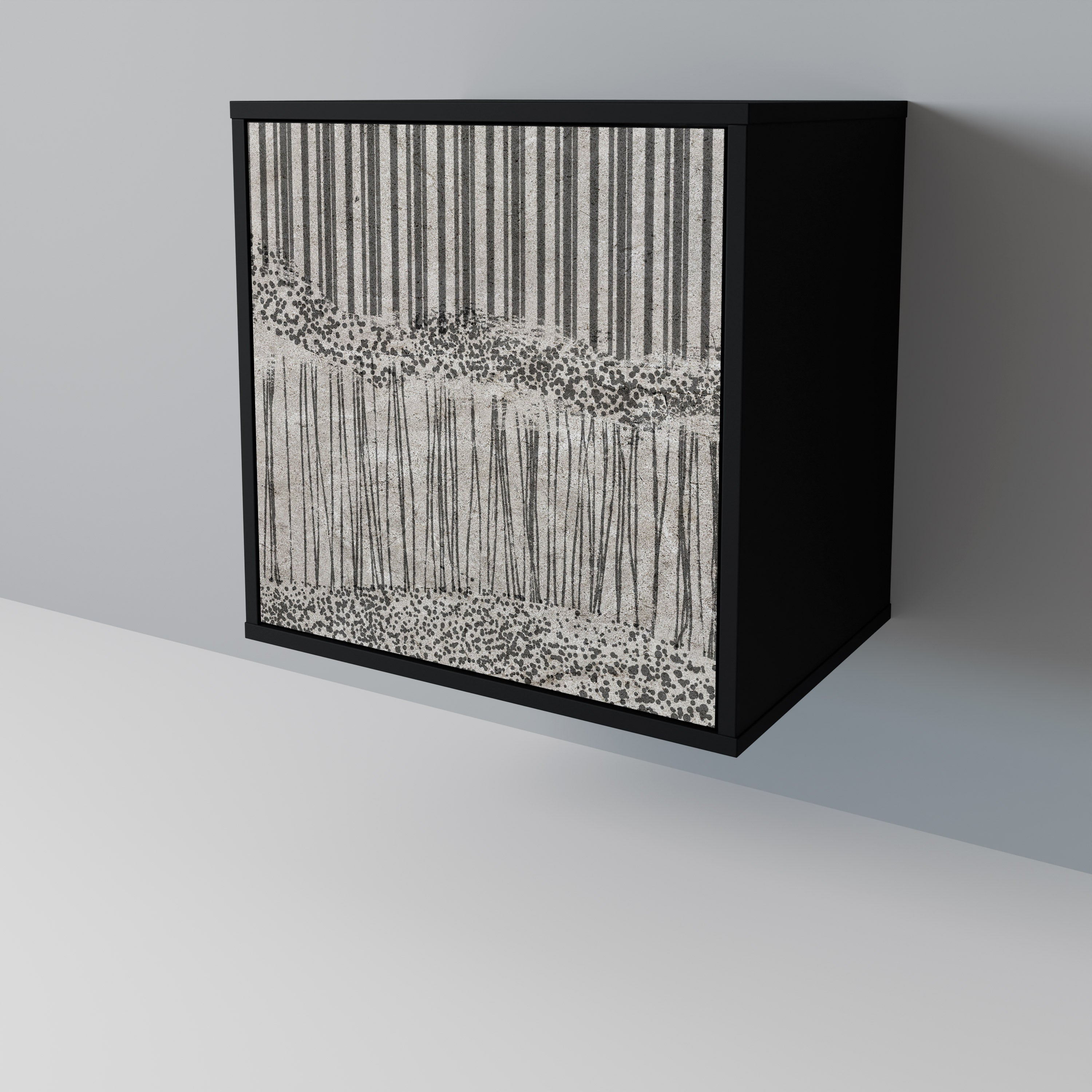 GRAIN LINES 1-Door Sideboard in Black Finish