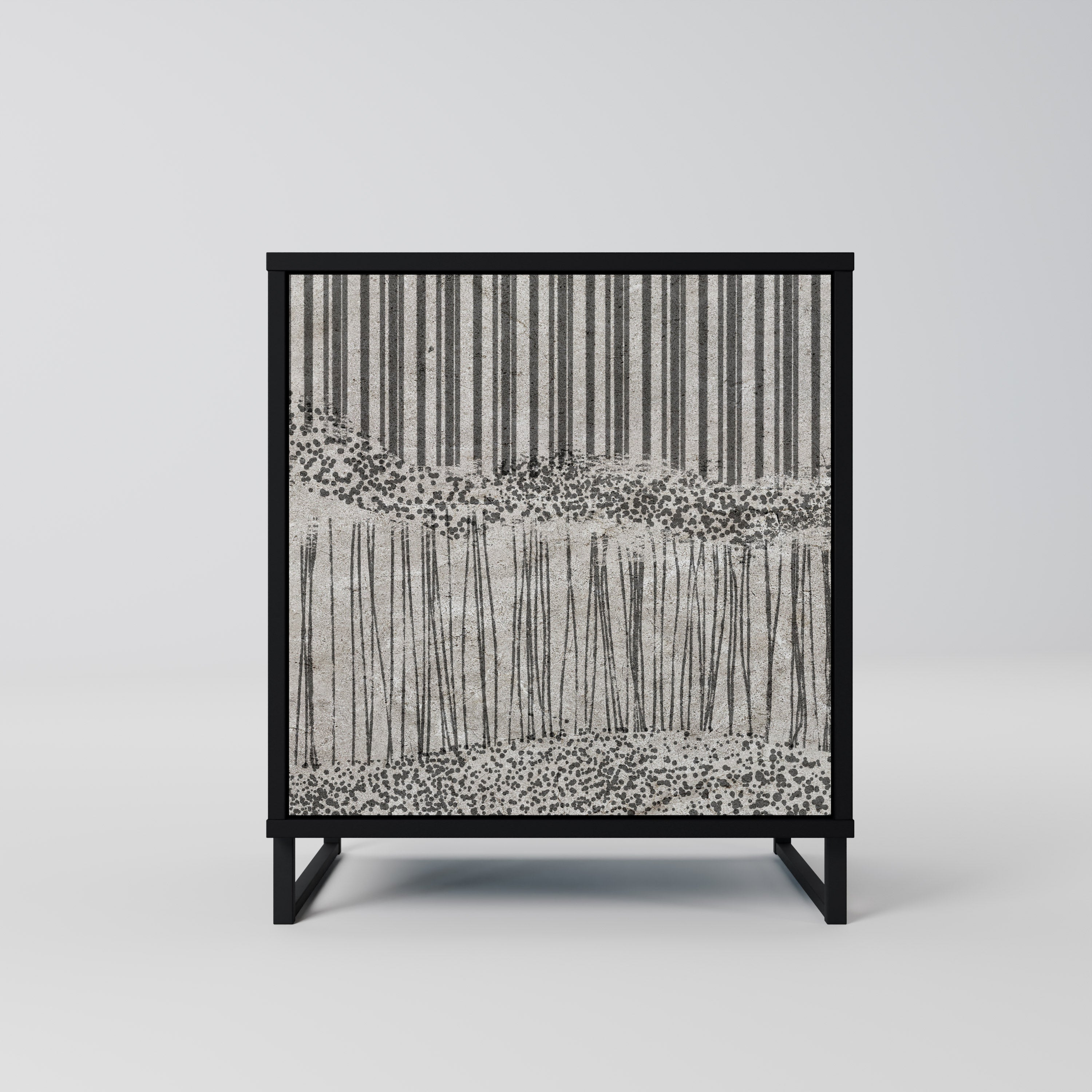 GRAIN LINES 1-Door Sideboard in Black Finish