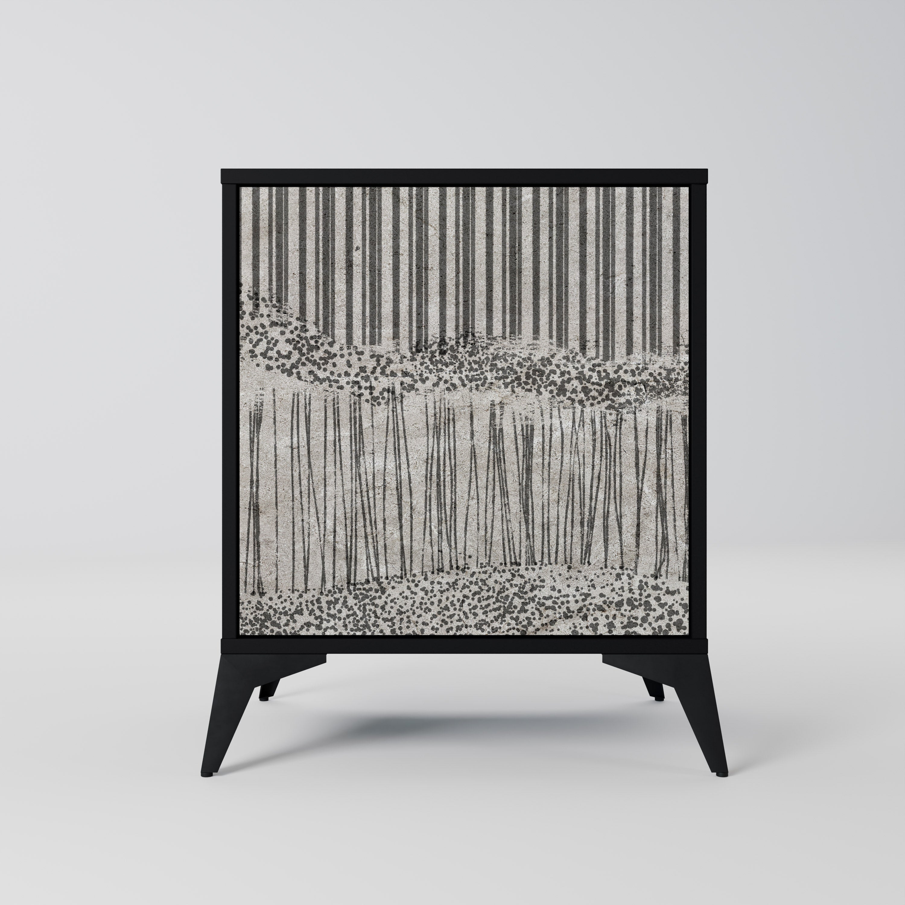 GRAIN LINES 1-Door Sideboard in Black Finish