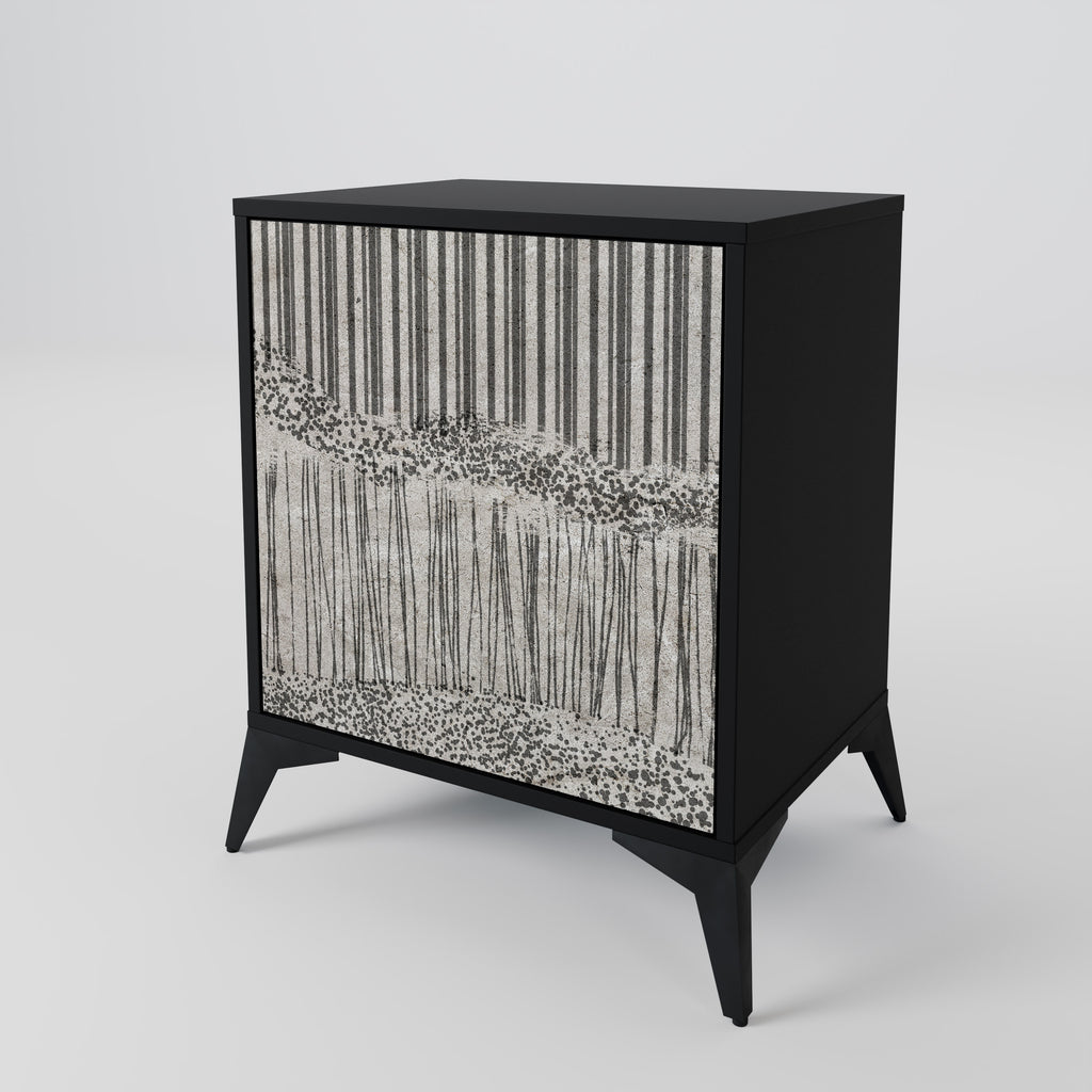 GRAIN LINES 1-Door Sideboard in Black Finish