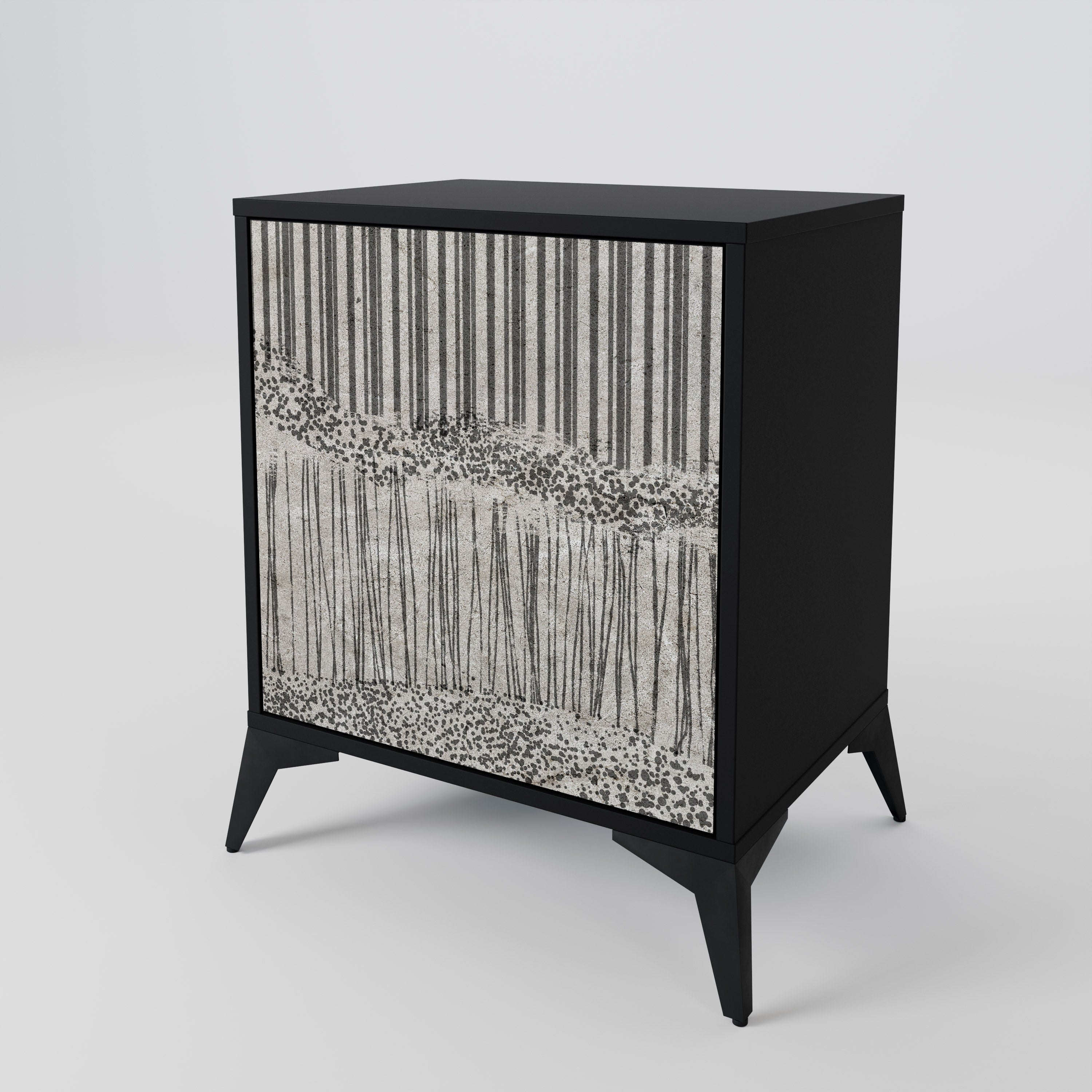 GRAIN LINES 1-Door Sideboard in Black Finish