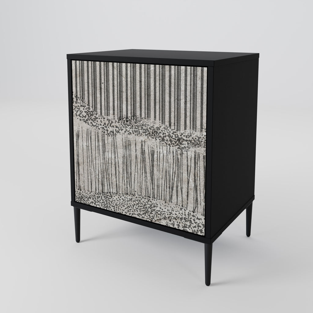 GRAIN LINES 1-Door Sideboard in Black Finish