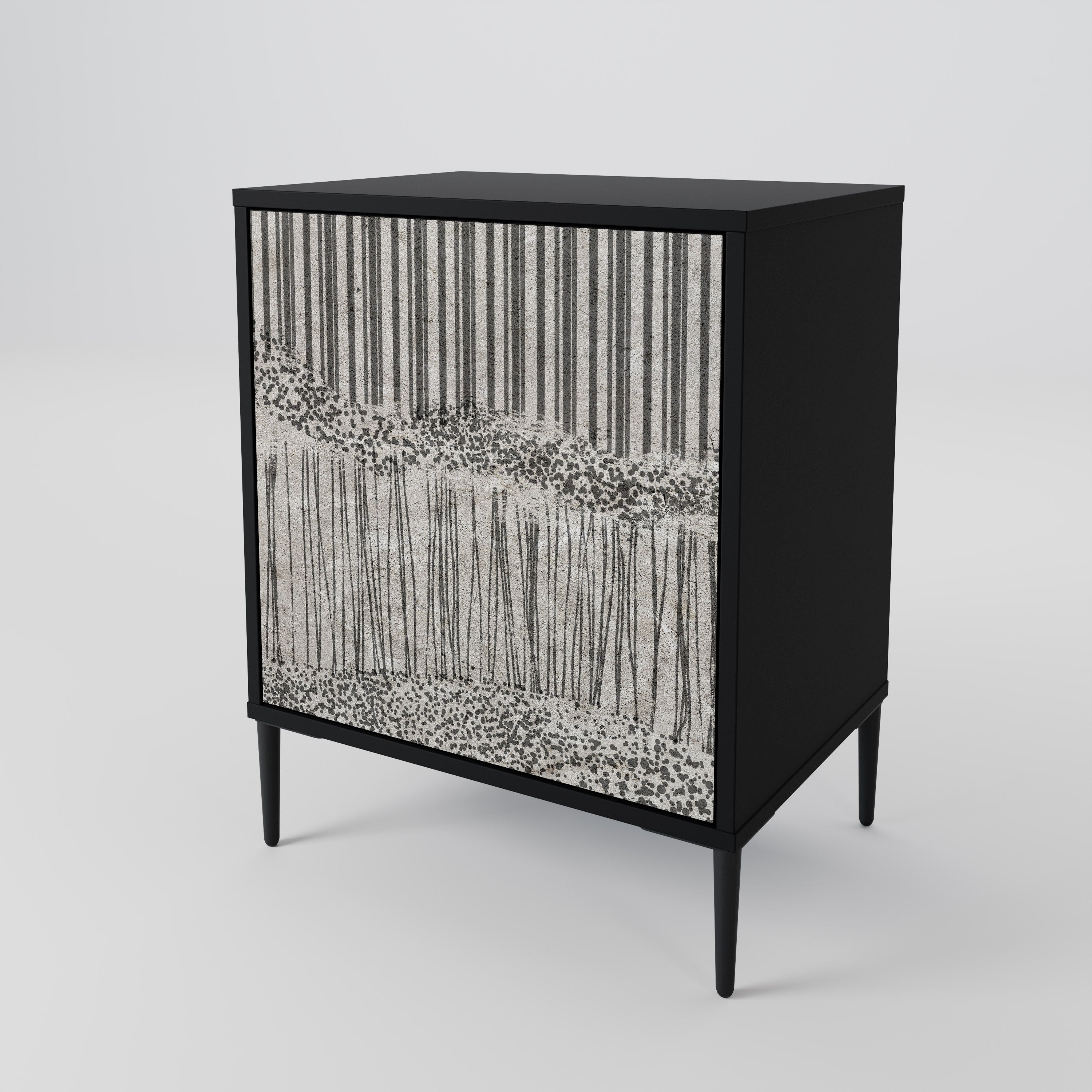GRAIN LINES 1-Door Sideboard in Black Finish