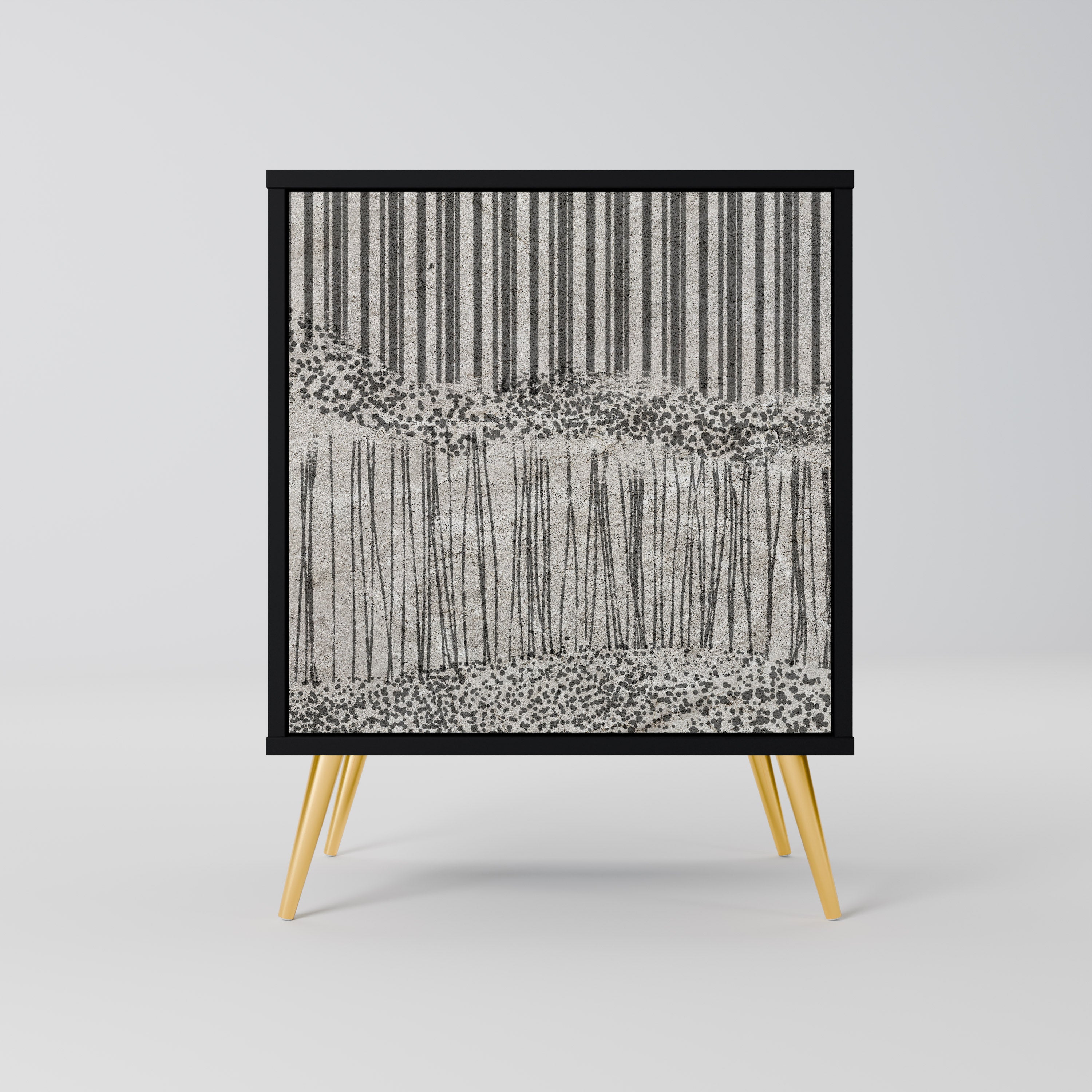 GRAIN LINES 1-Door Sideboard in Black Finish