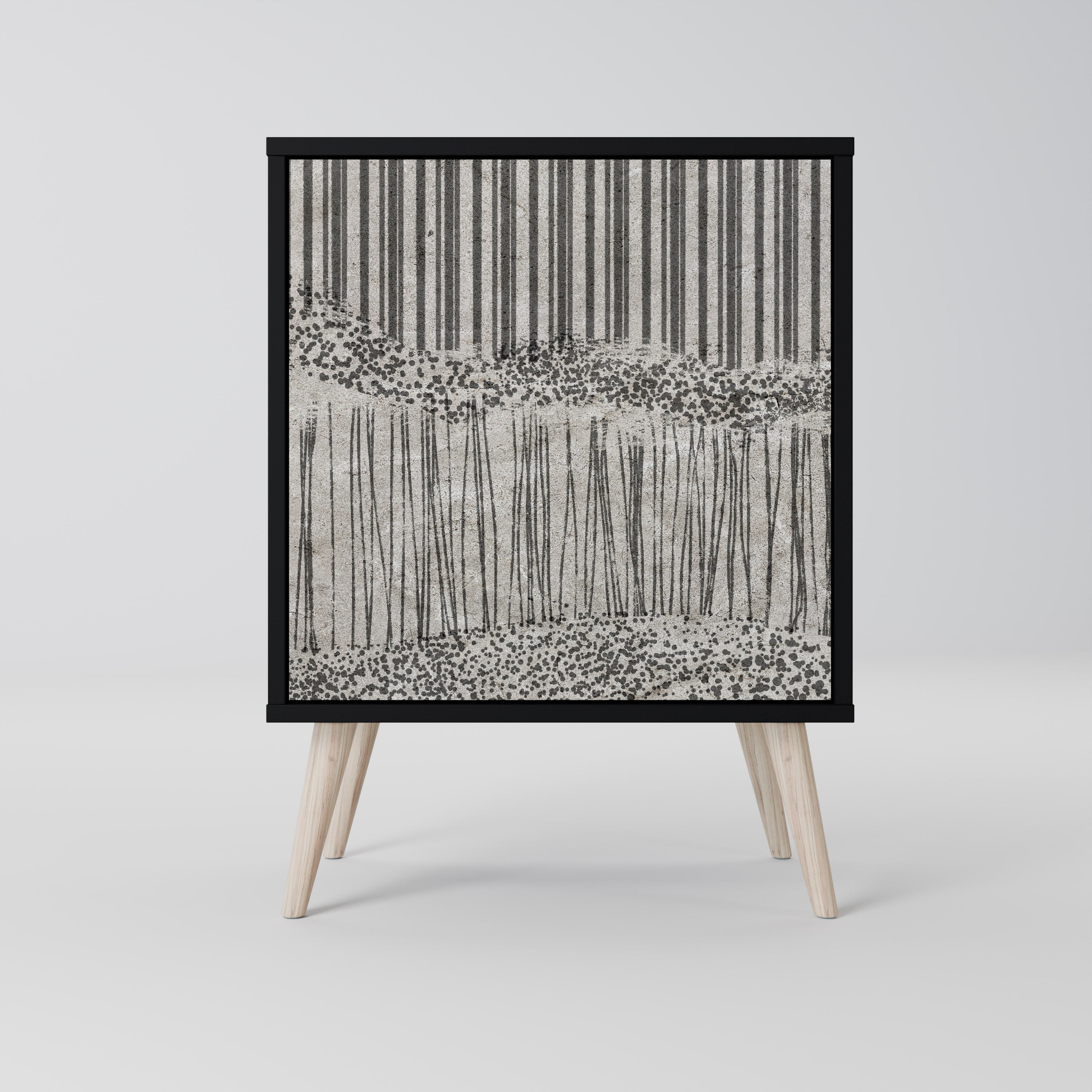 GRAIN LINES 1-Door Sideboard in Black Finish