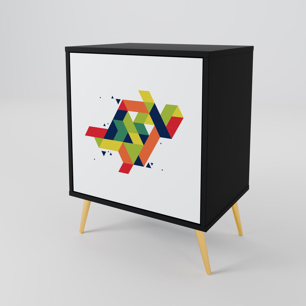 FUTURE SIGN 1-Door Sideboard in Black Finish