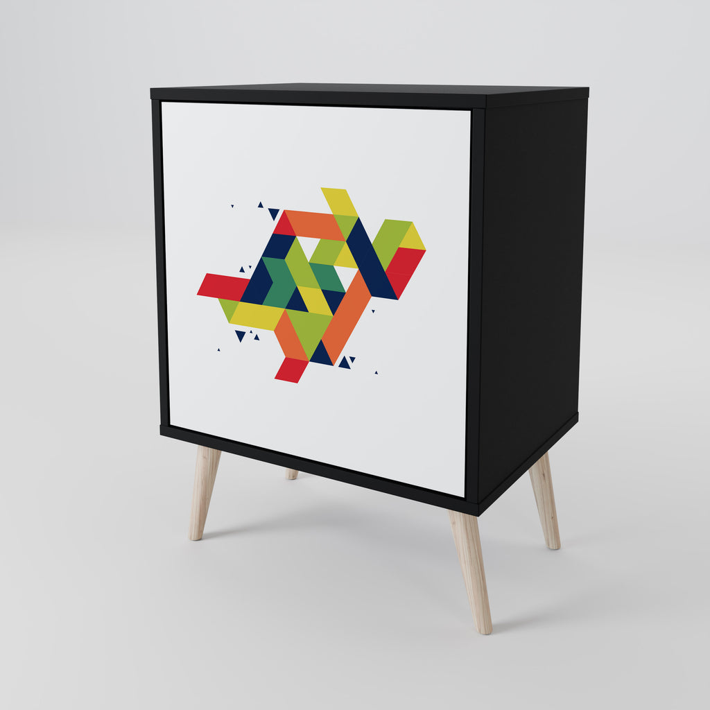 FUTURE SIGN 1-Door Sideboard in Black Finish