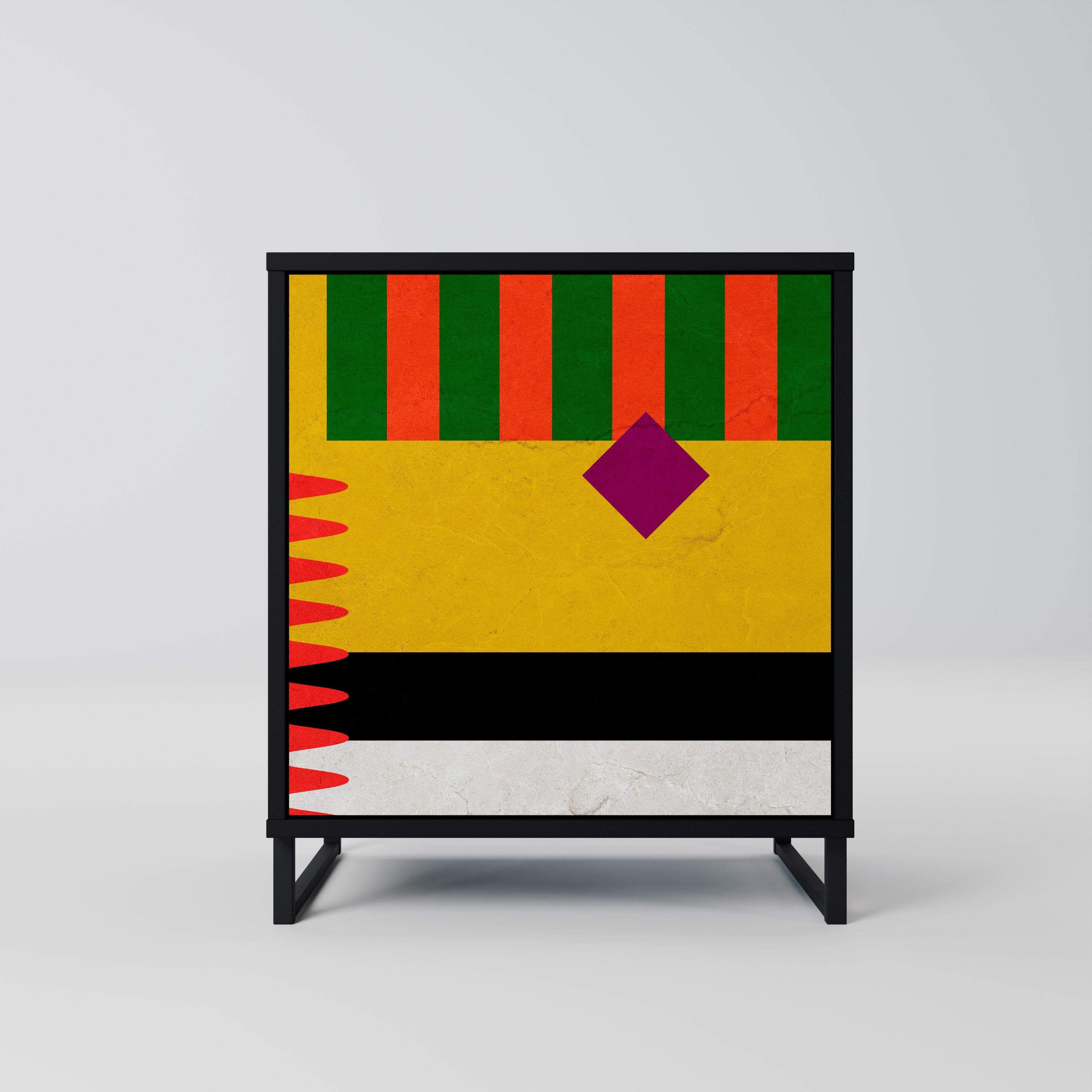 VIVID ART 1-Door Sideboard in Black Finish