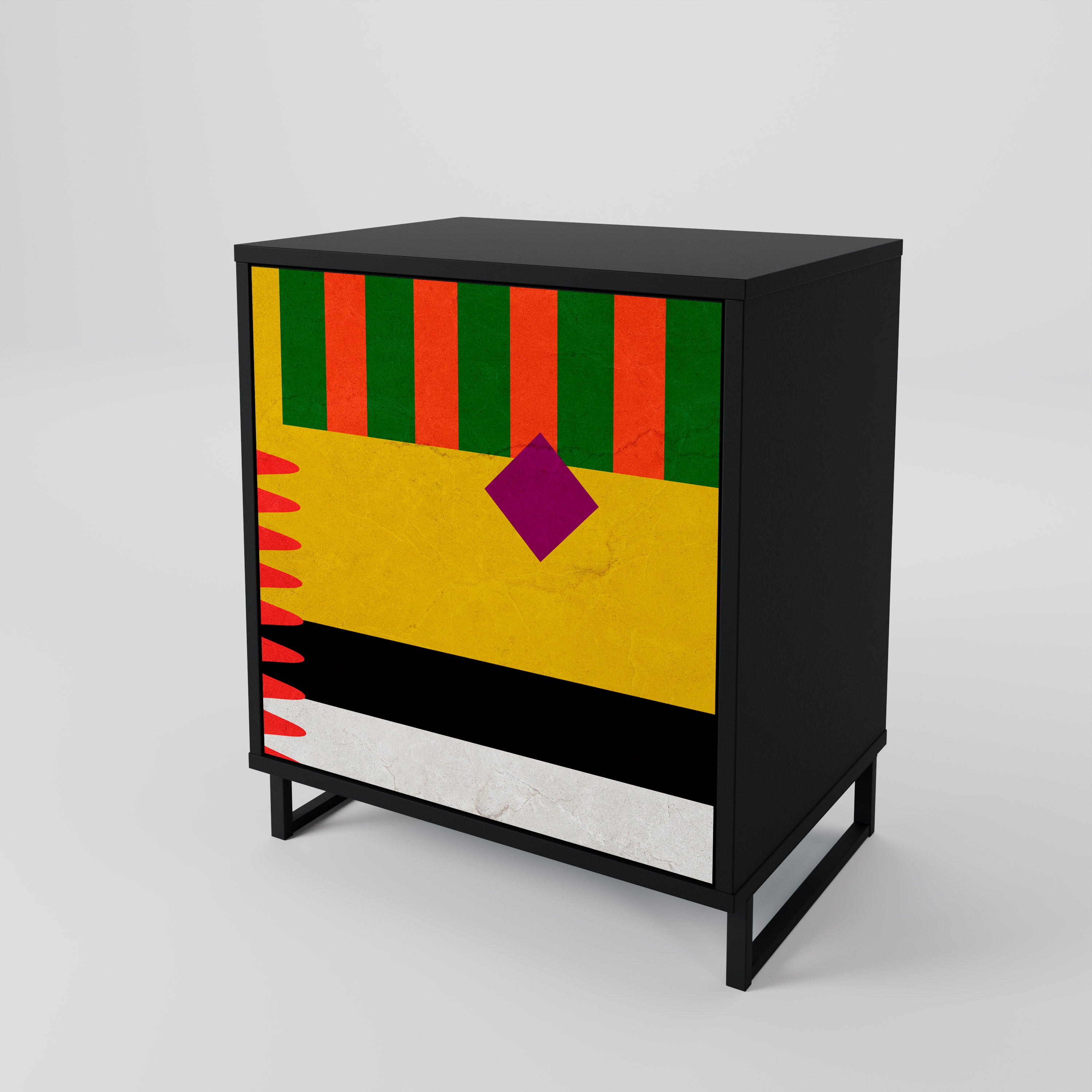 VIVID ART 1-Door Sideboard in Black Finish