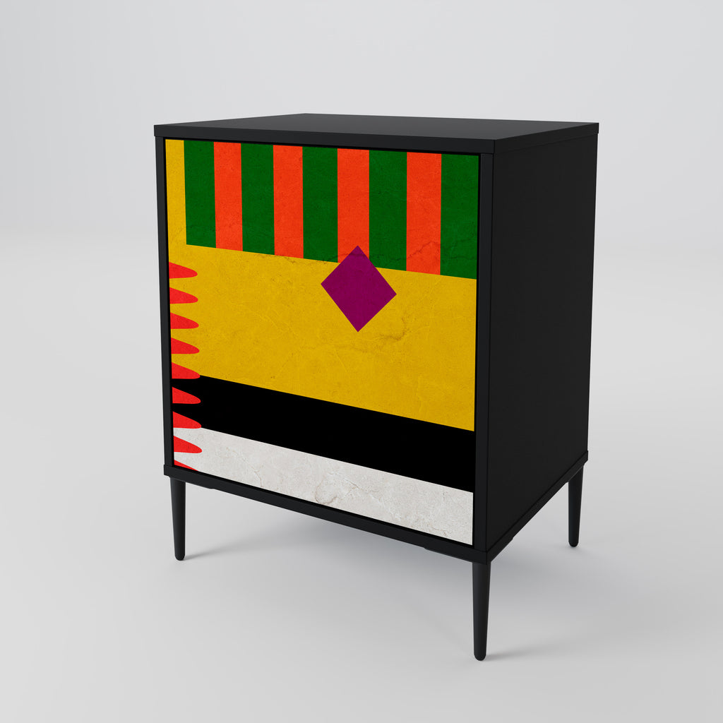 VIVID ART 1-Door Sideboard in Black Finish