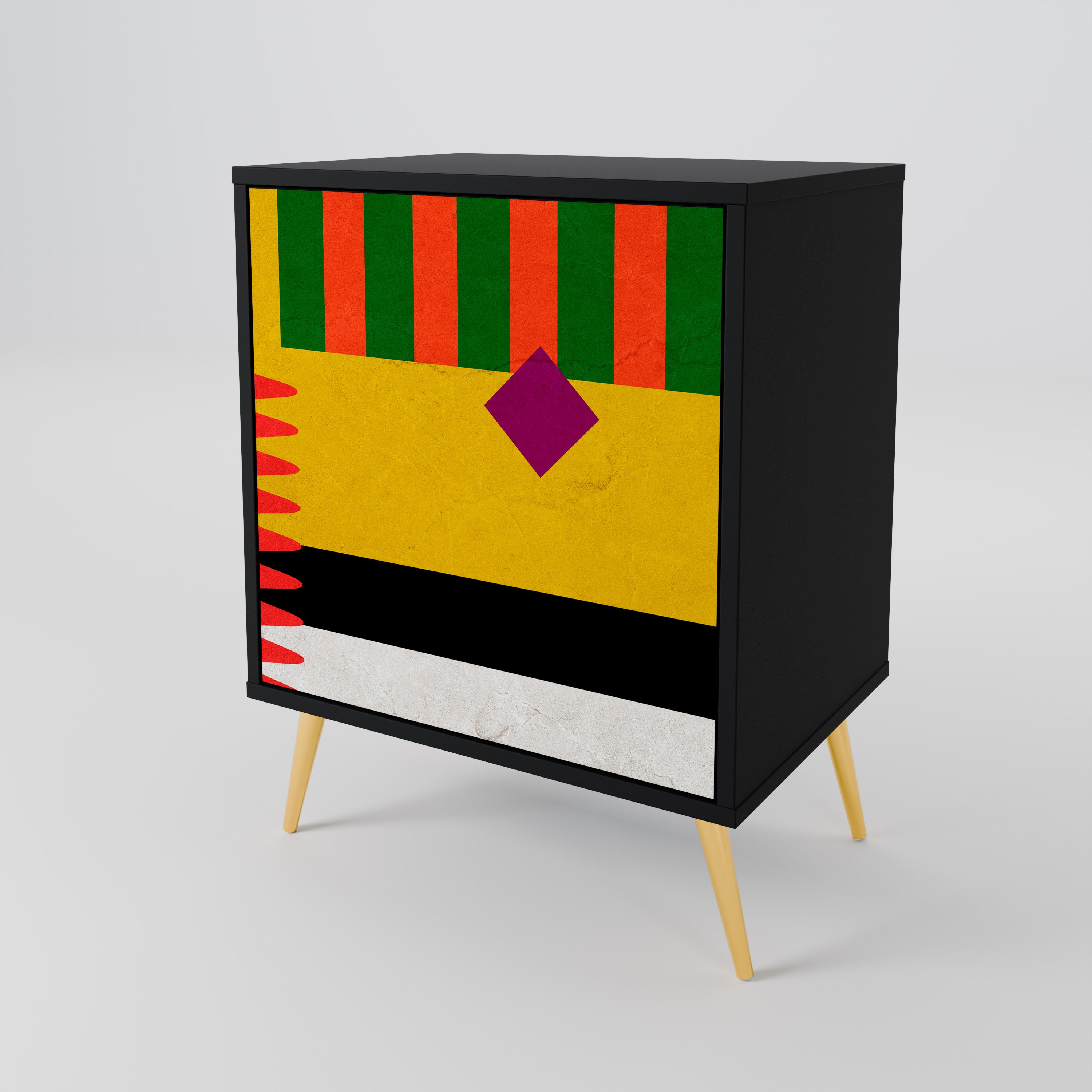 VIVID ART 1-Door Sideboard in Black Finish