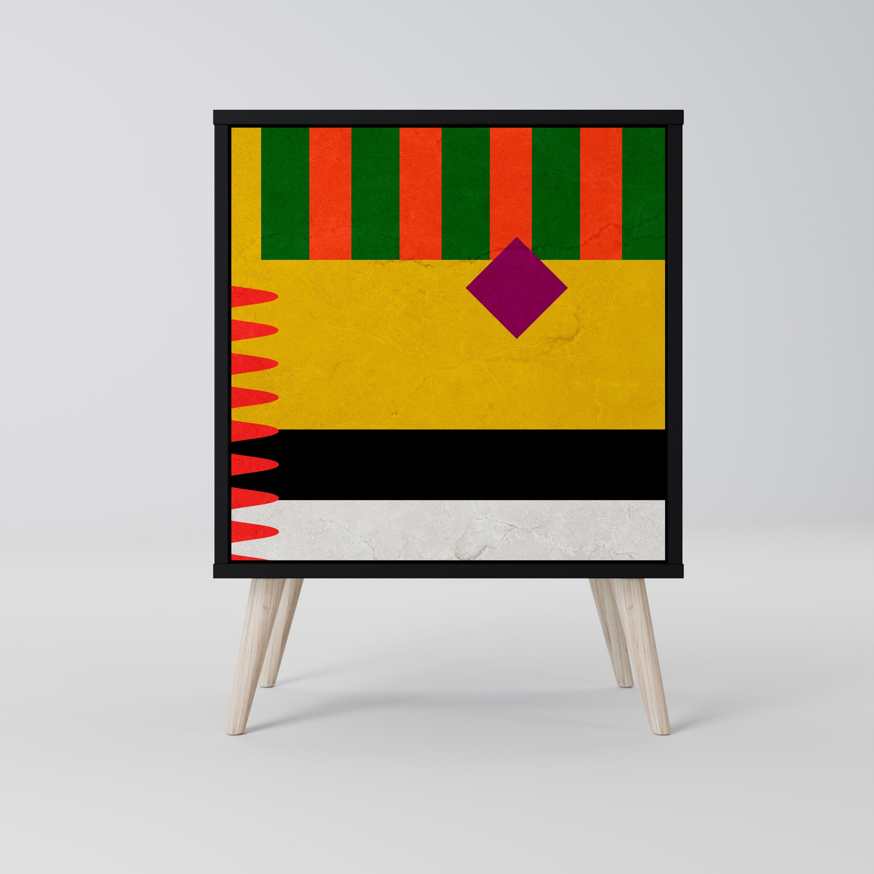 VIVID ART 1-Door Sideboard in Black Finish