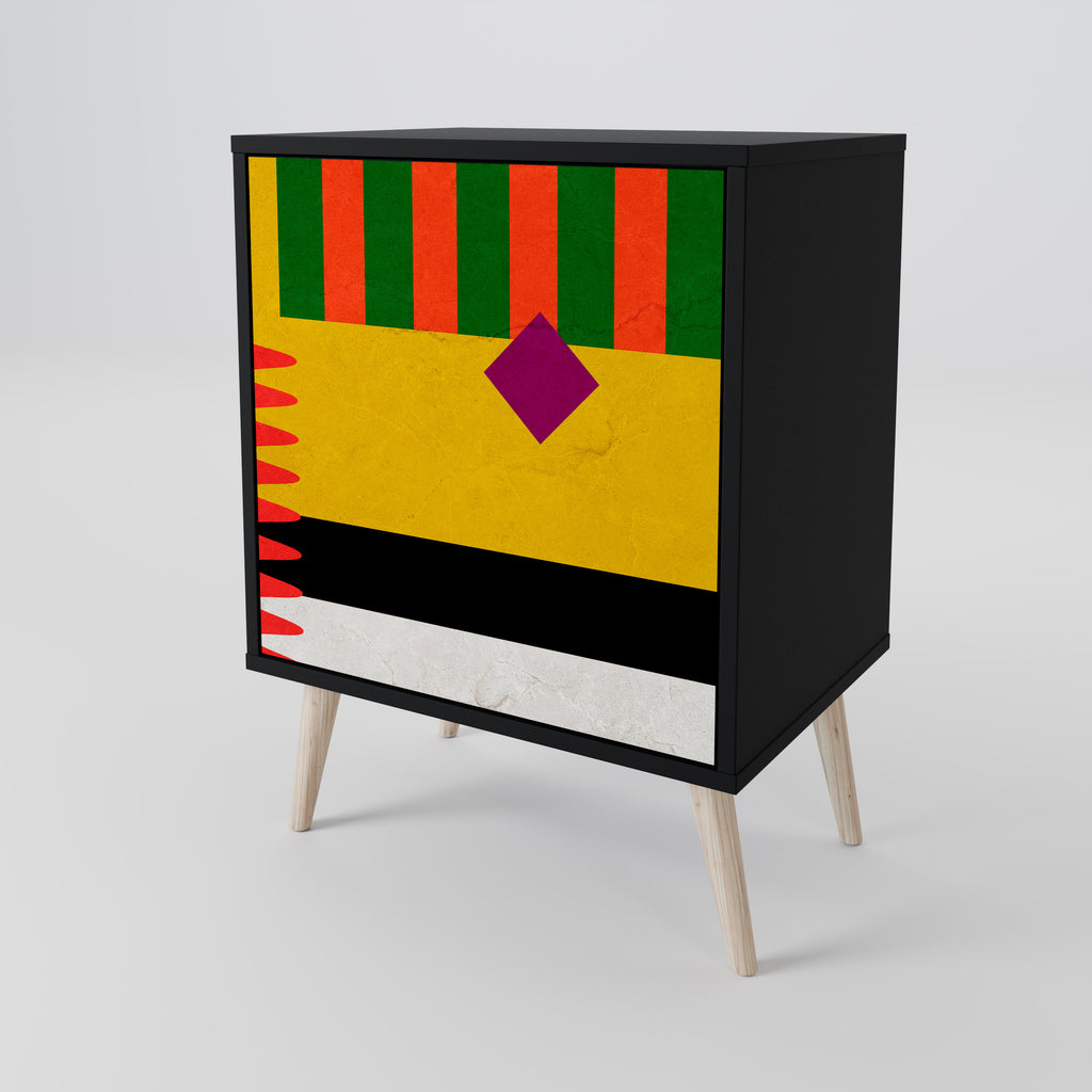 VIVID ART 1-Door Sideboard in Black Finish