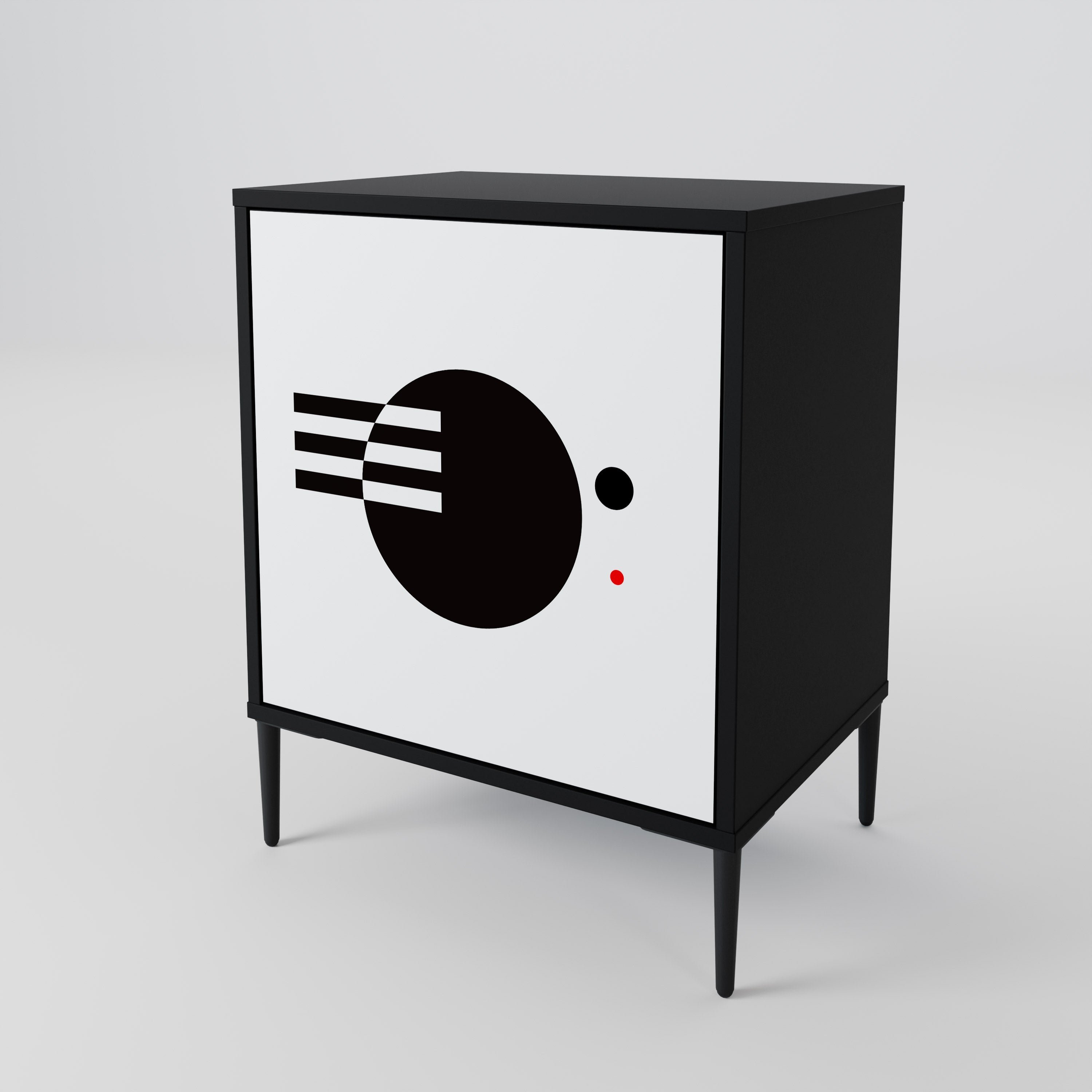 BLACK AND WHITE COMBINATION 1-Door Sideboard in Black Finish