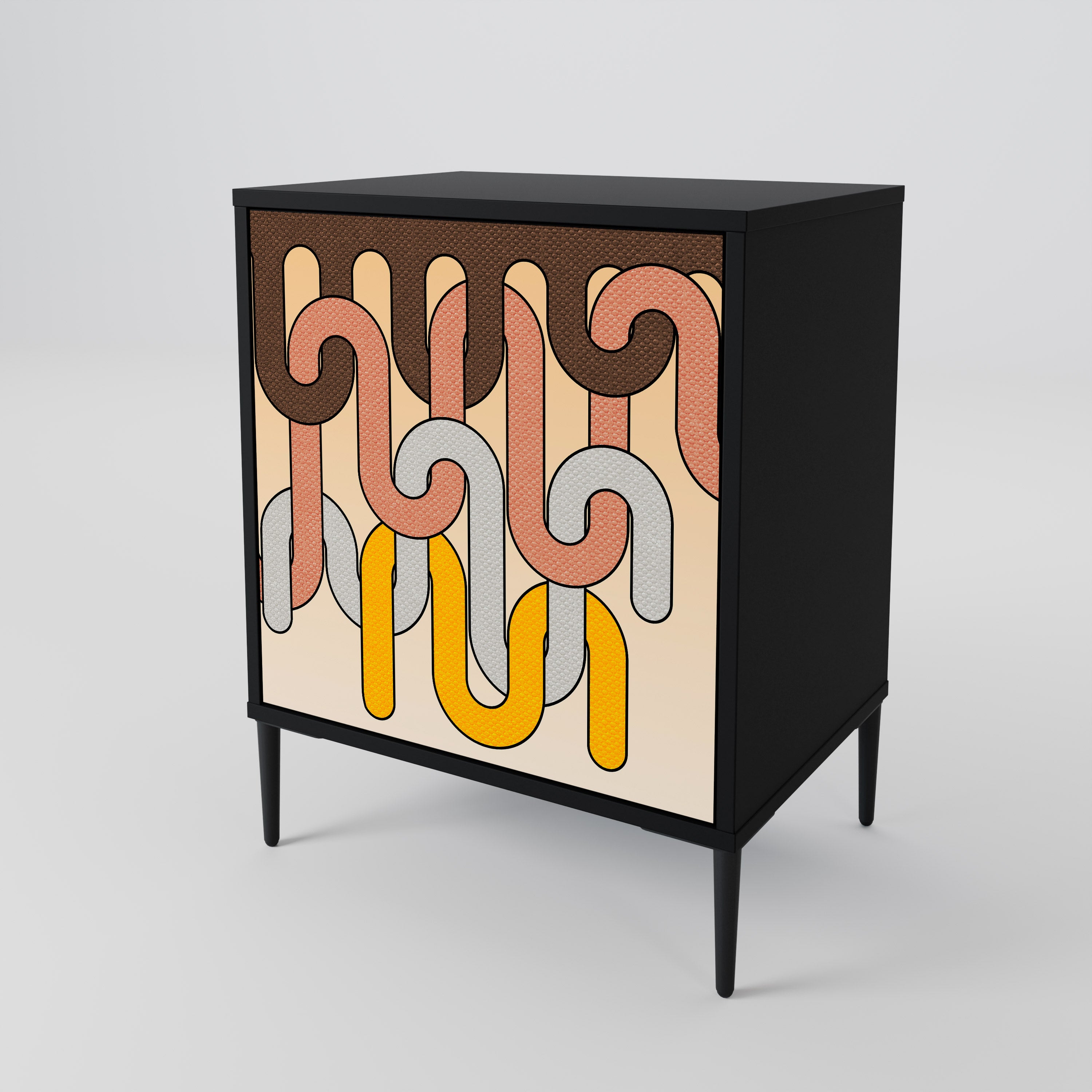 COLORFUL STRINGS Sideboard mit 1 Tür in Schwarz