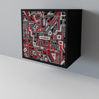 BROKEN LINES Sideboard mit 1 Tür in Schwarz