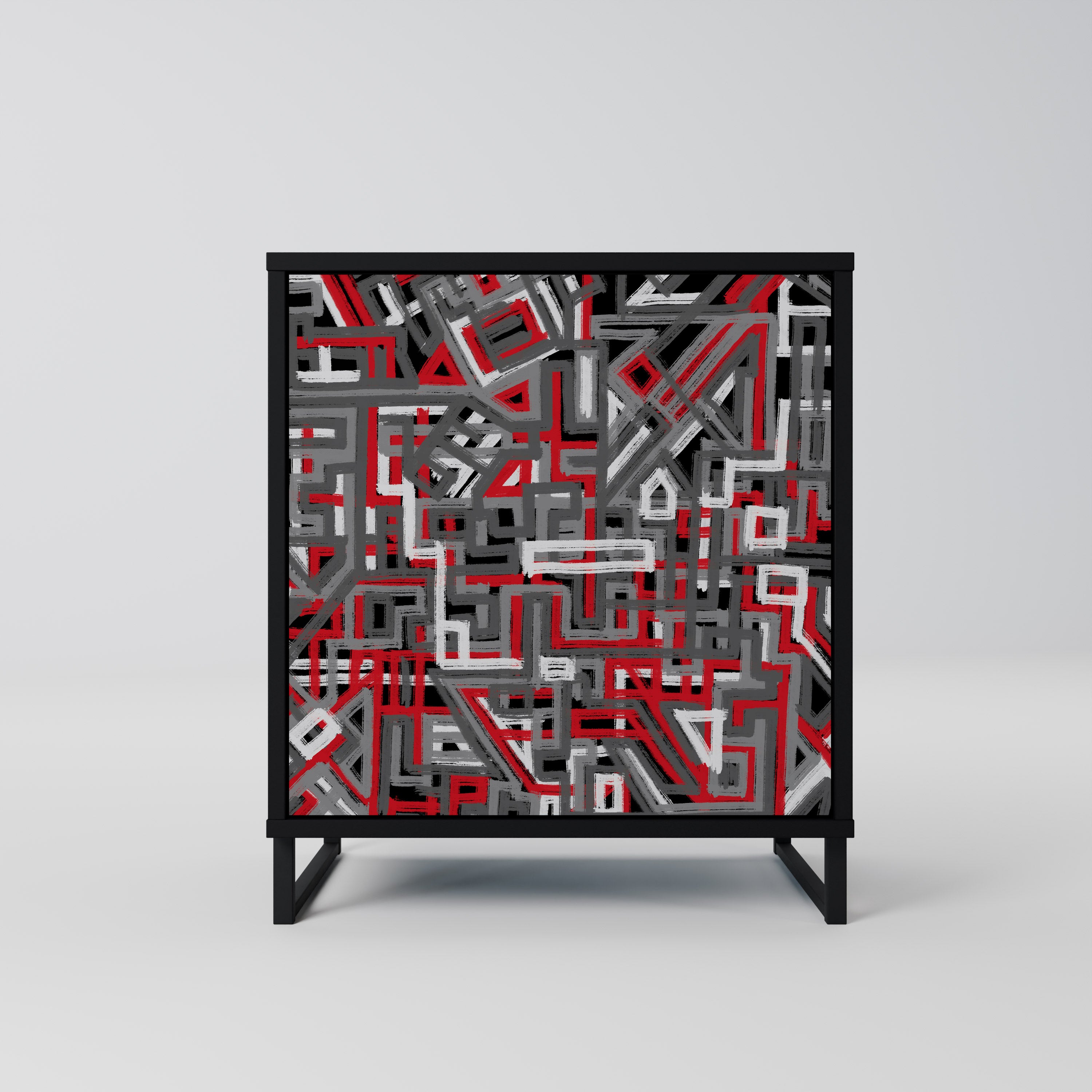 BROKEN LINES Sideboard mit 1 Tür in Schwarz