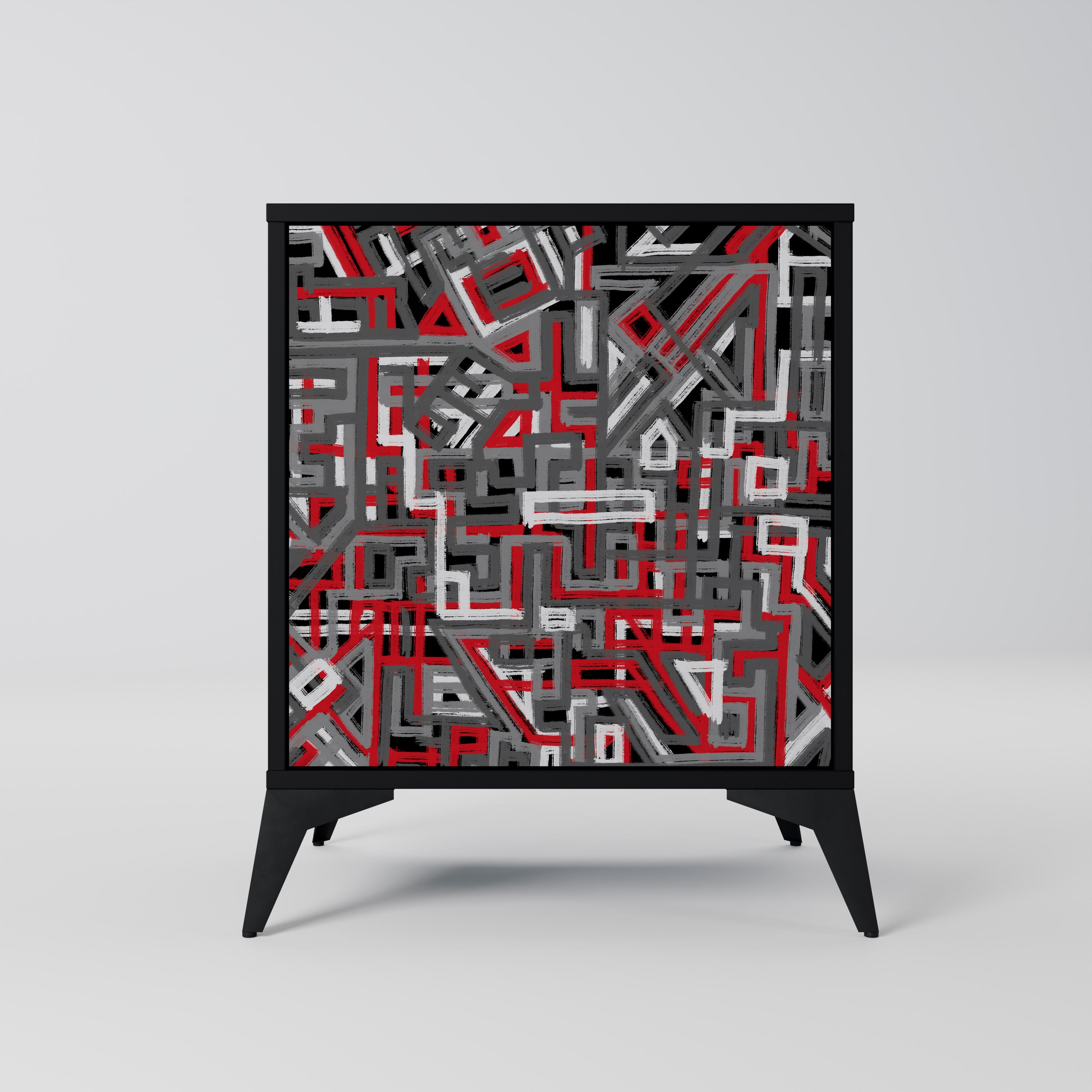 BROKEN LINES Sideboard mit 1 Tür in Schwarz