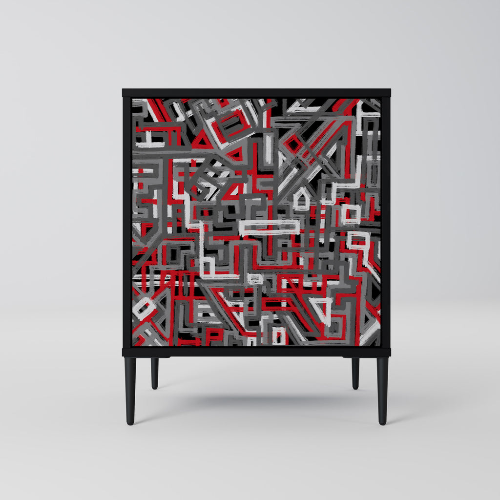 BROKEN LINES Sideboard mit 1 Tür in Schwarz