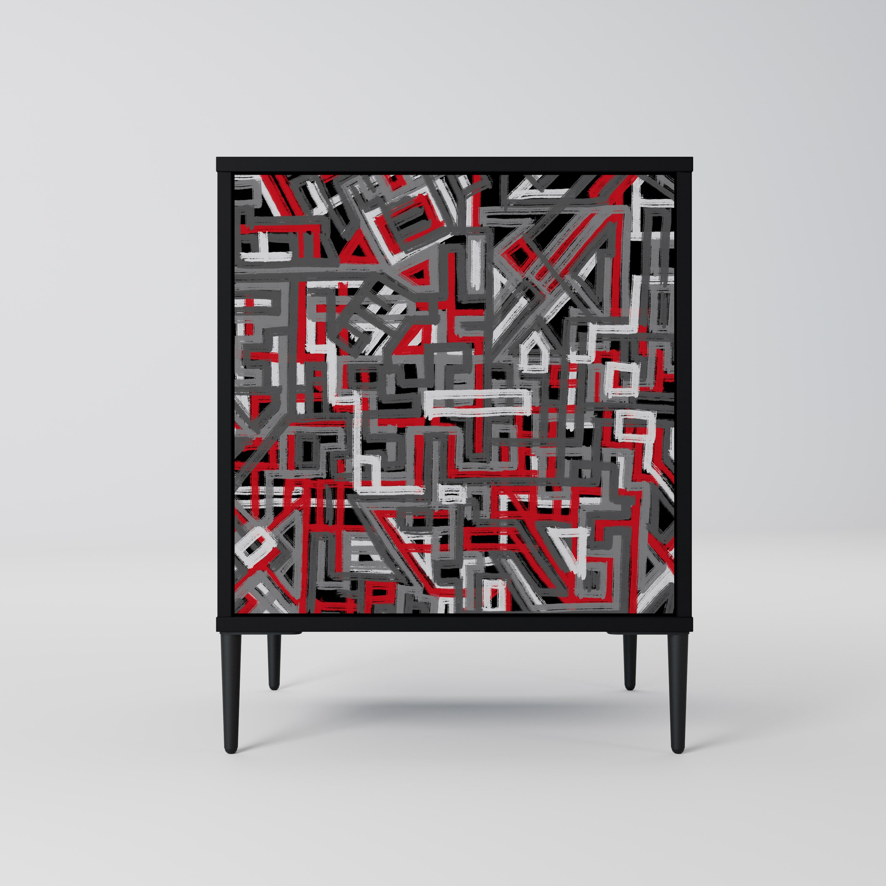 BROKEN LINES Sideboard mit 1 Tür in Schwarz