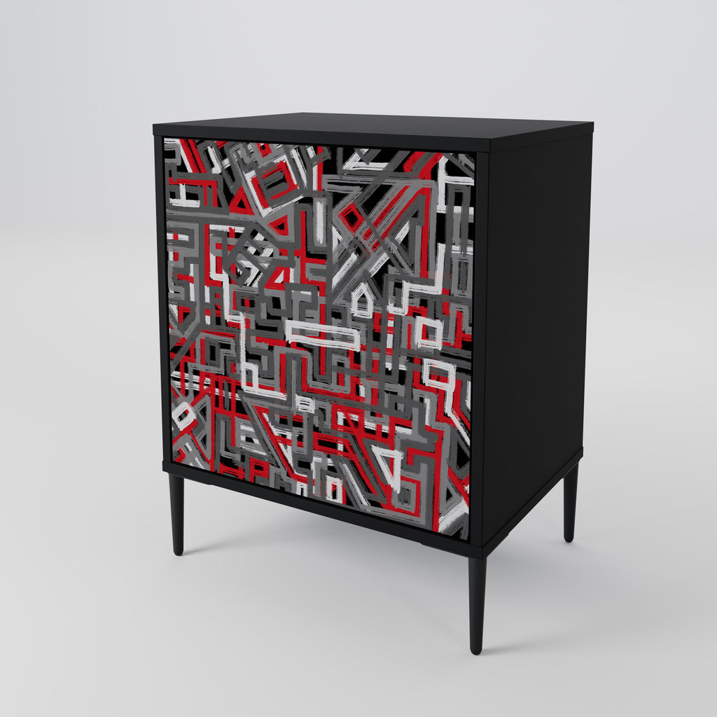 BROKEN LINES Sideboard mit 1 Tür in Schwarz
