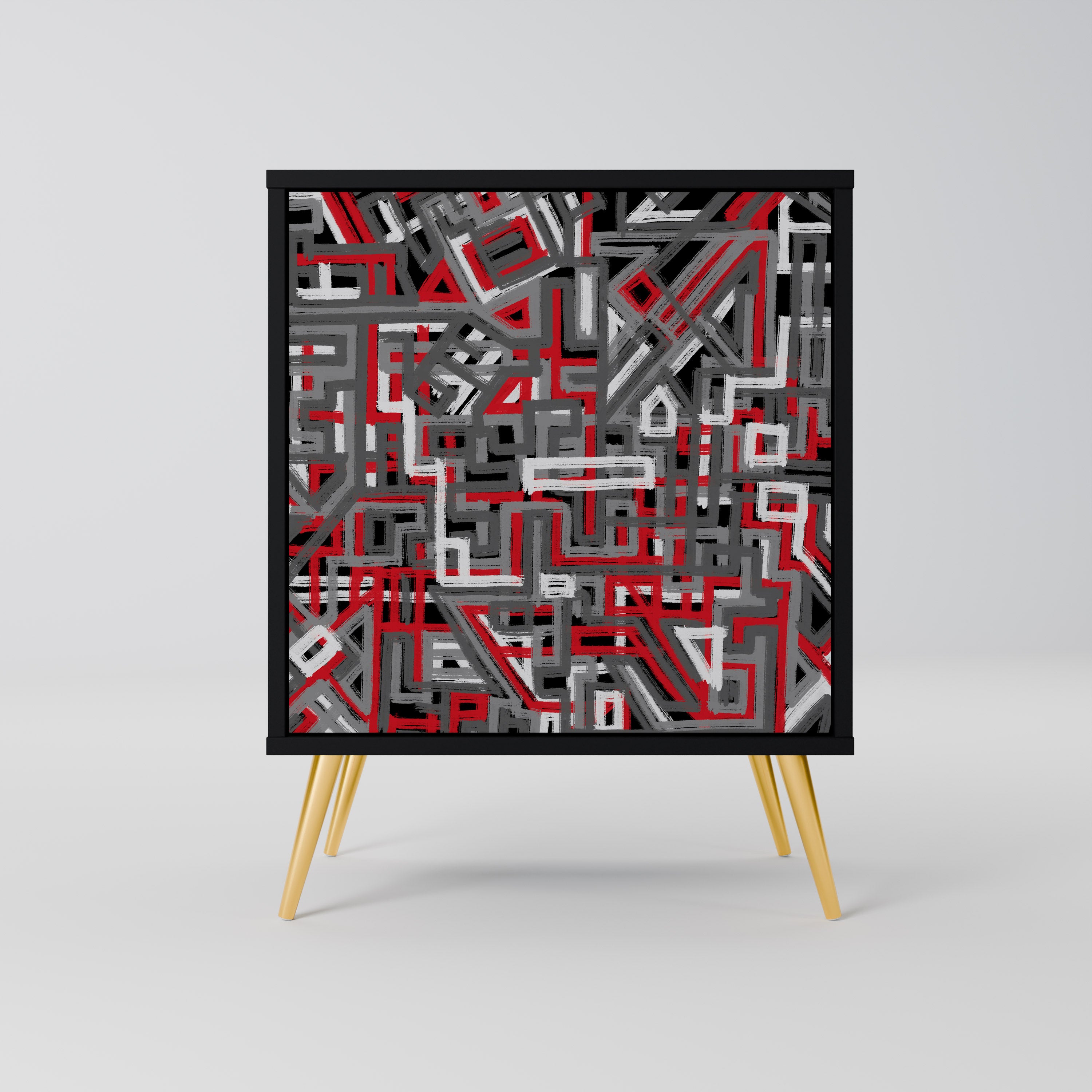 BROKEN LINES Sideboard mit 1 Tür in Schwarz