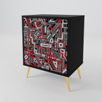 BROKEN LINES Sideboard mit 1 Tür in Schwarz
