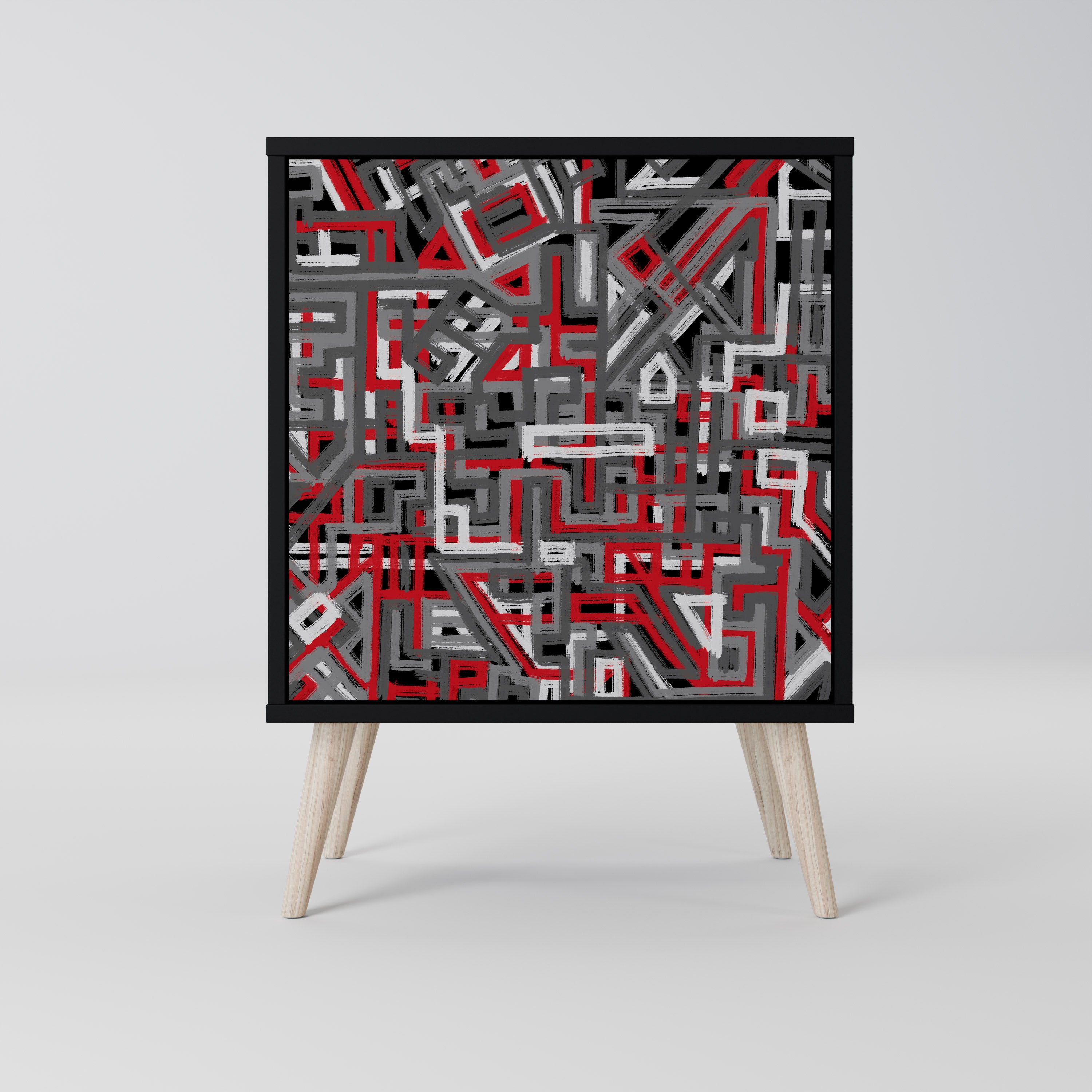 BROKEN LINES Sideboard mit 1 Tür in Schwarz