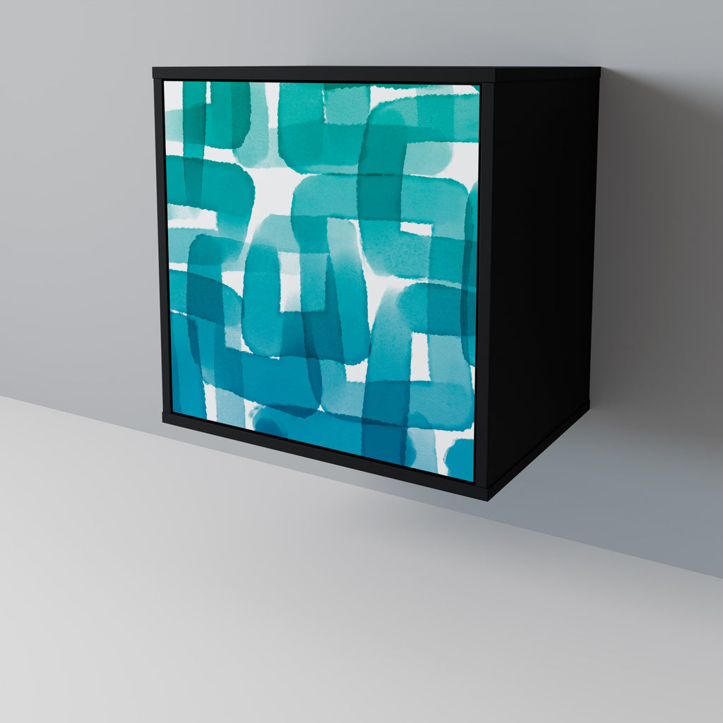 TURQUOISE RECTANGLES Sideboard mit 1 Tür in Schwarz
