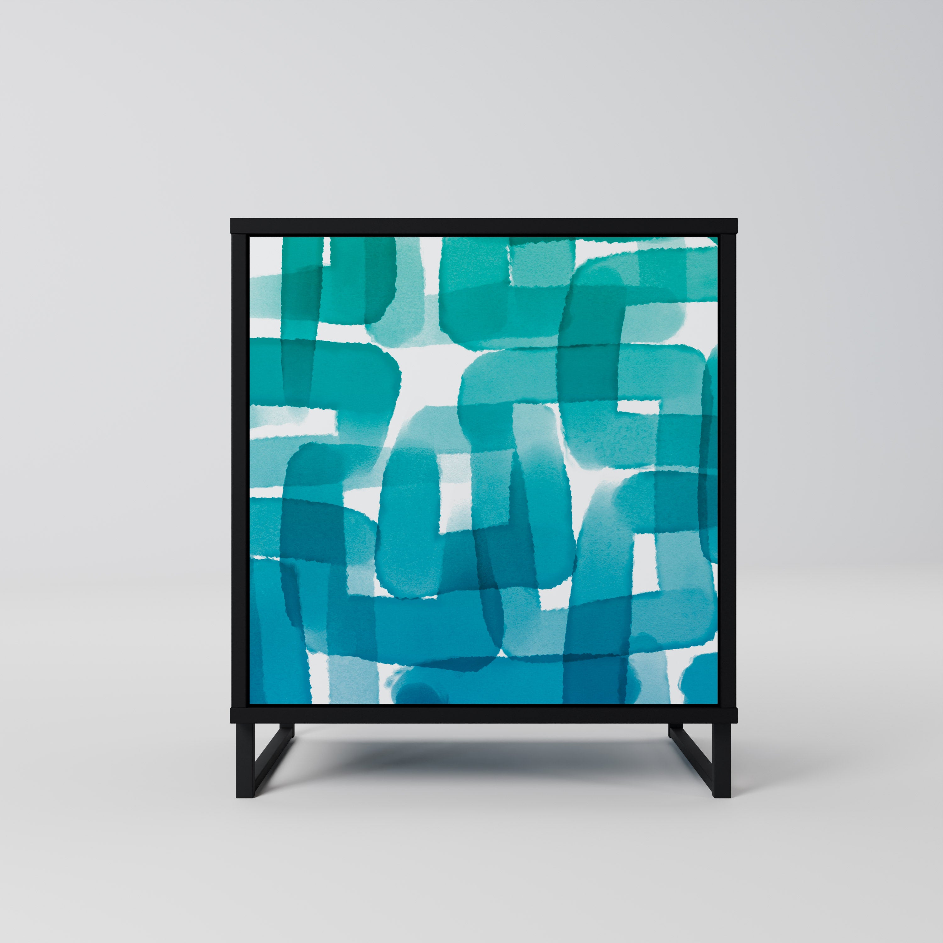 TURQUOISE RECTANGLES Sideboard mit 1 Tür in Schwarz