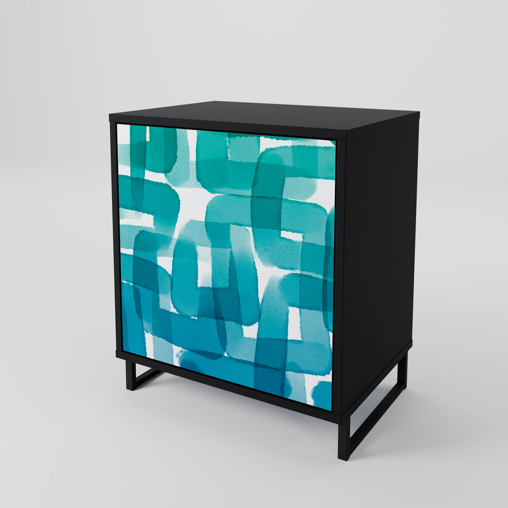 TURQUOISE RECTANGLES Sideboard mit 1 Tür in Schwarz