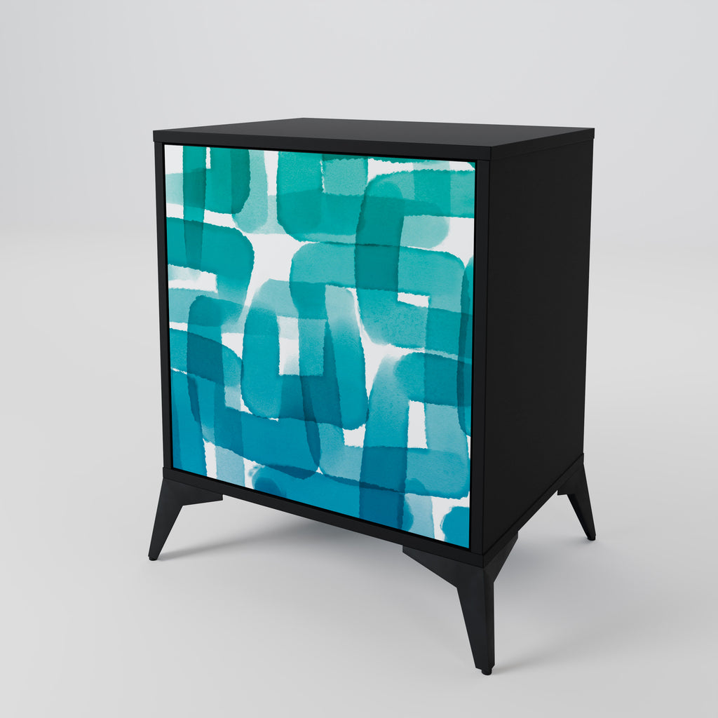 TURQUOISE RECTANGLES Sideboard mit 1 Tür in Schwarz