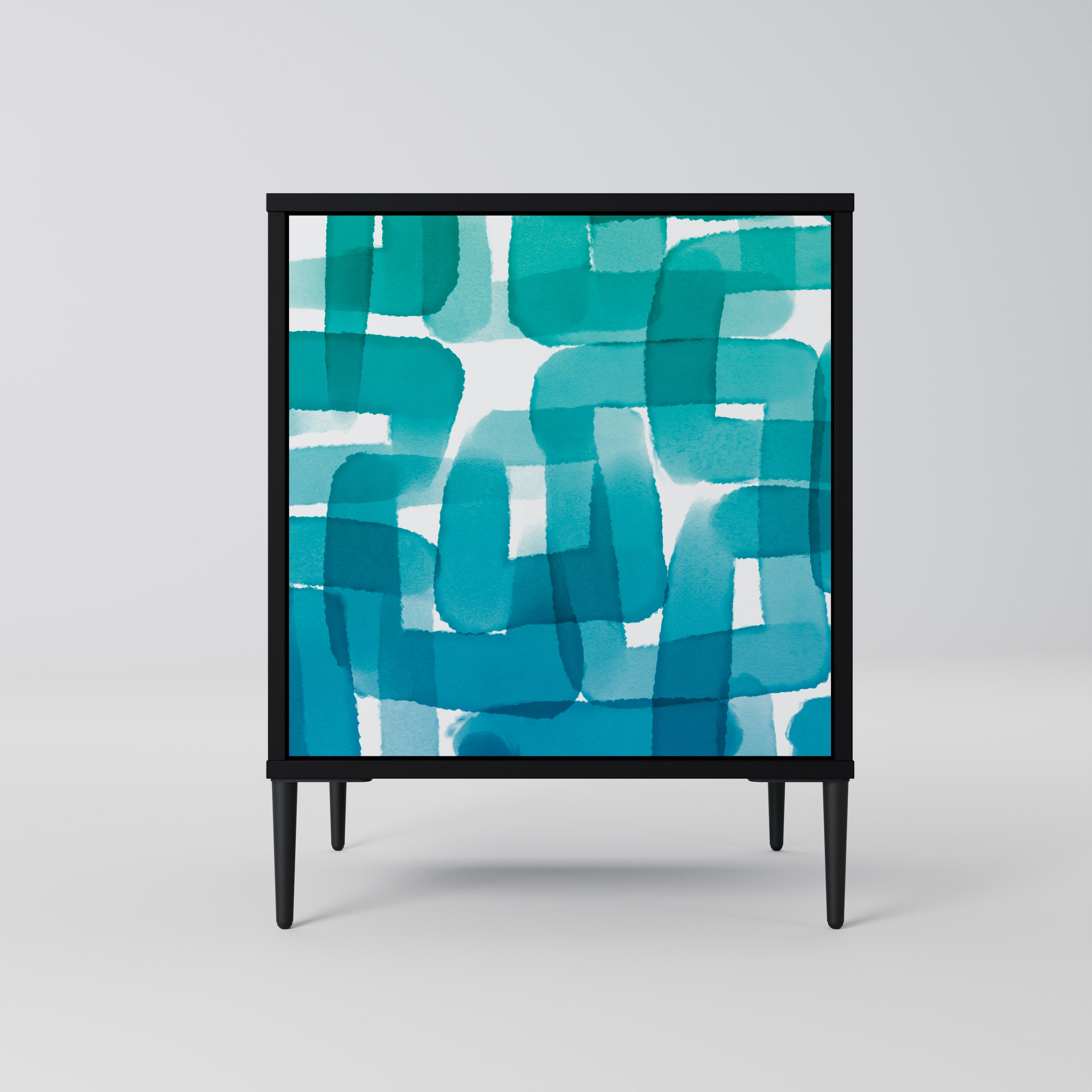 TURQUOISE RECTANGLES Sideboard mit 1 Tür in Schwarz