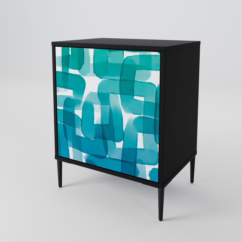 TURQUOISE RECTANGLES Sideboard mit 1 Tür in Schwarz