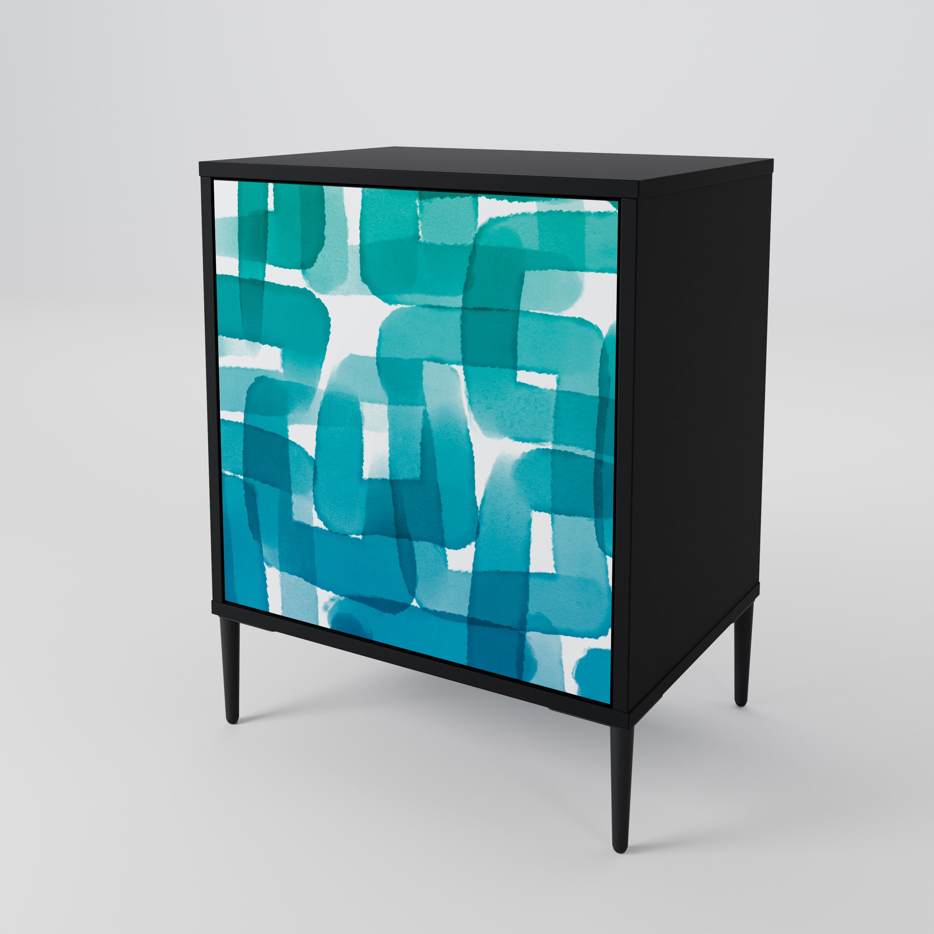 TURQUOISE RECTANGLES Sideboard mit 1 Tür in Schwarz