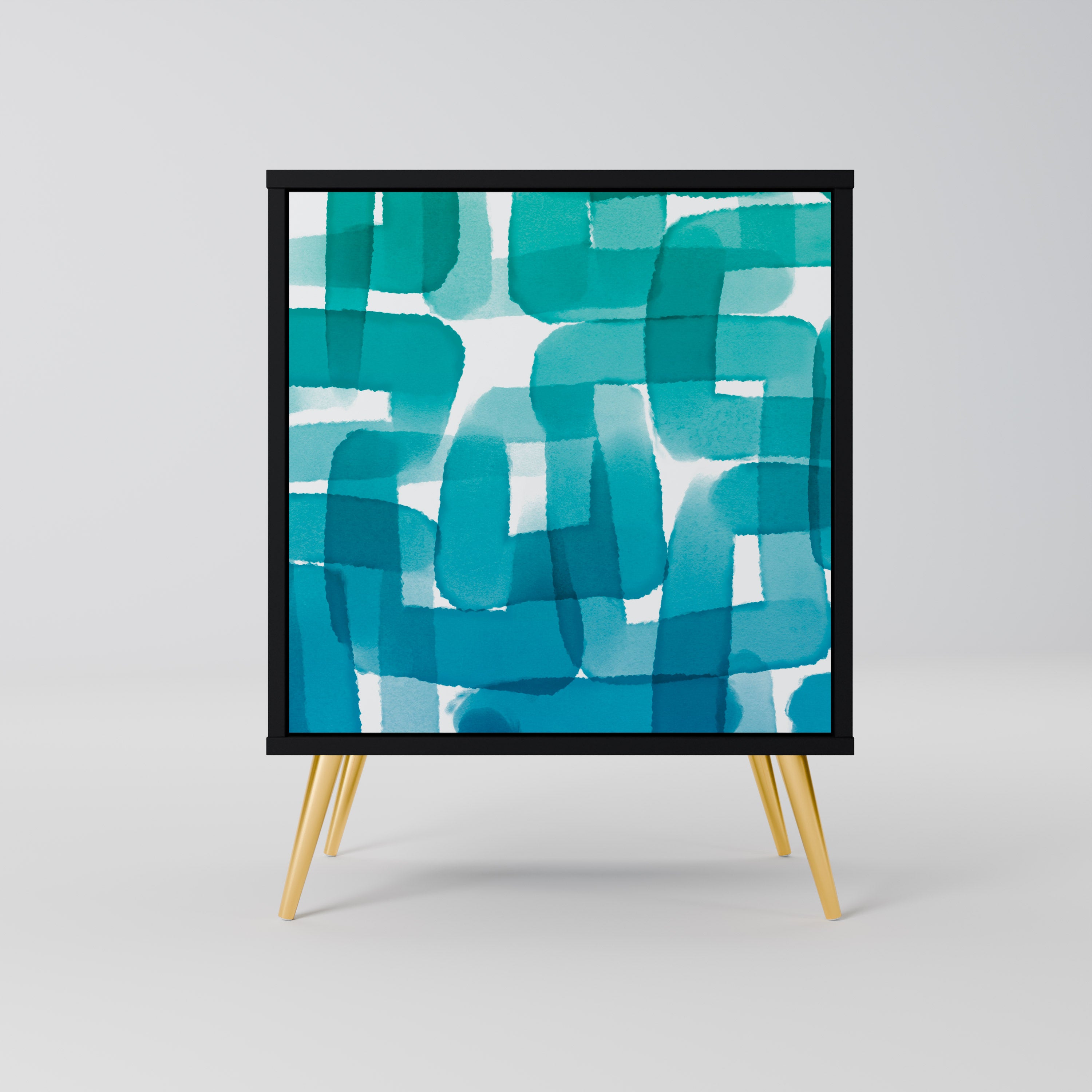 TURQUOISE RECTANGLES Sideboard mit 1 Tür in Schwarz