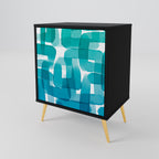 TURQUOISE RECTANGLES Sideboard mit 1 Tür in Schwarz