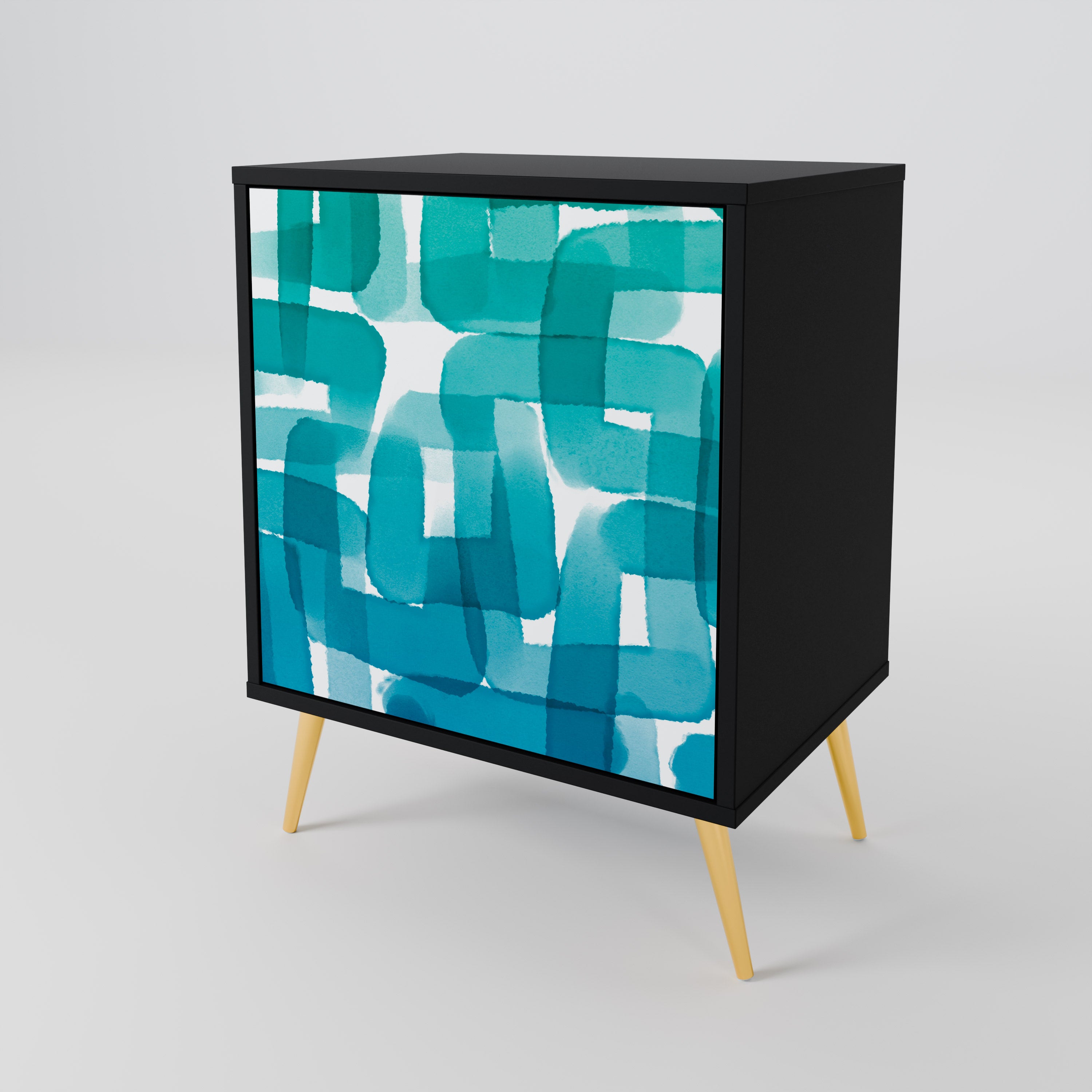 TURQUOISE RECTANGLES Sideboard mit 1 Tür in Schwarz