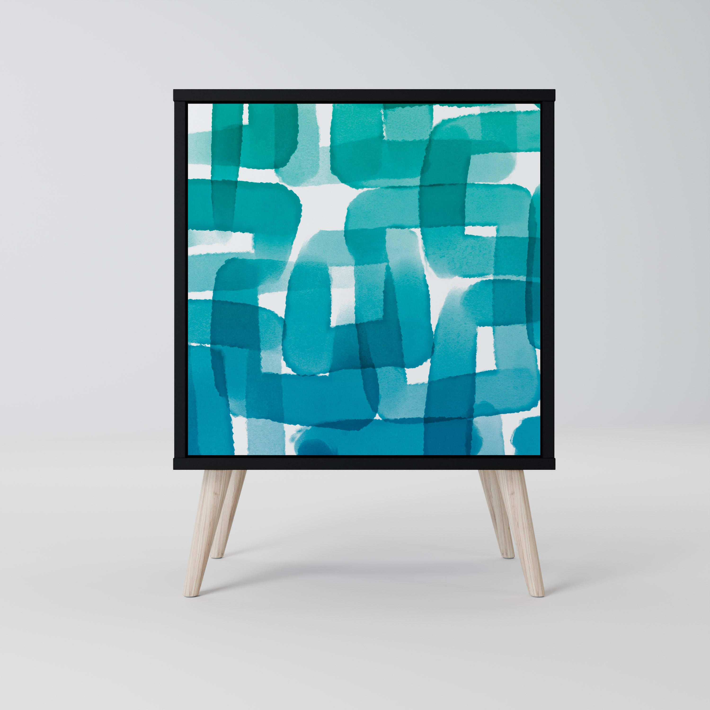 TURQUOISE RECTANGLES Sideboard mit 1 Tür in Schwarz