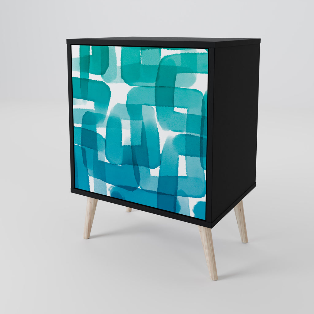 TURQUOISE RECTANGLES Sideboard mit 1 Tür in Schwarz