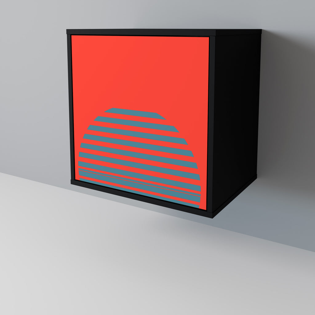 RISING GEOMETRY STARS 1-Door Sideboard in Black Finish