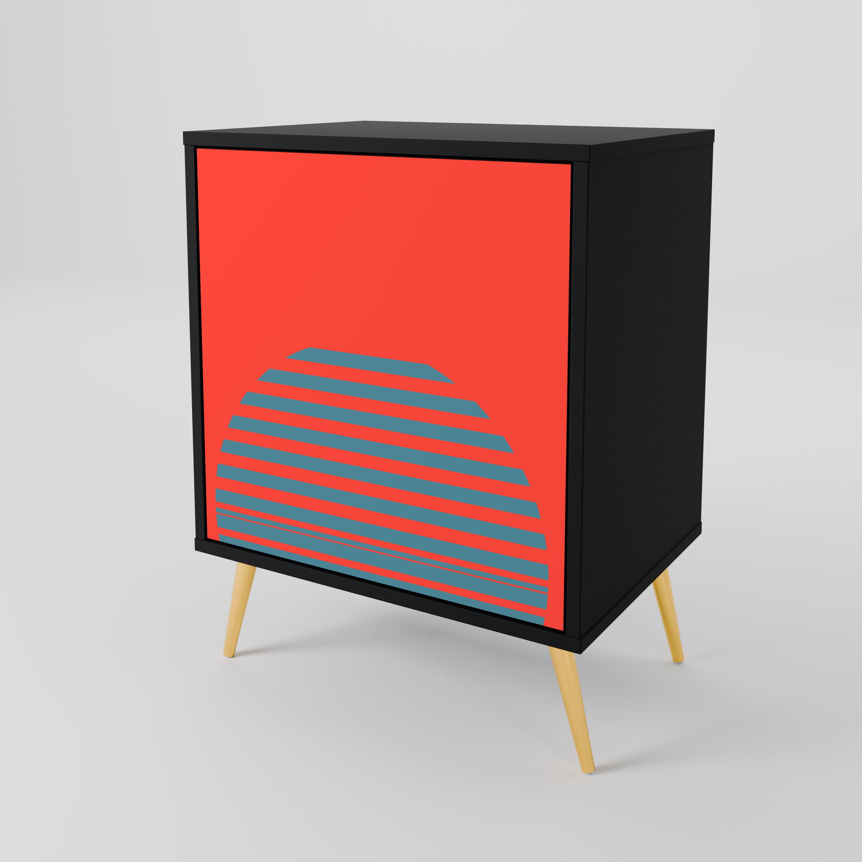 RISING GEOMETRY STARS Sideboard mit 1 Tür in Schwarz