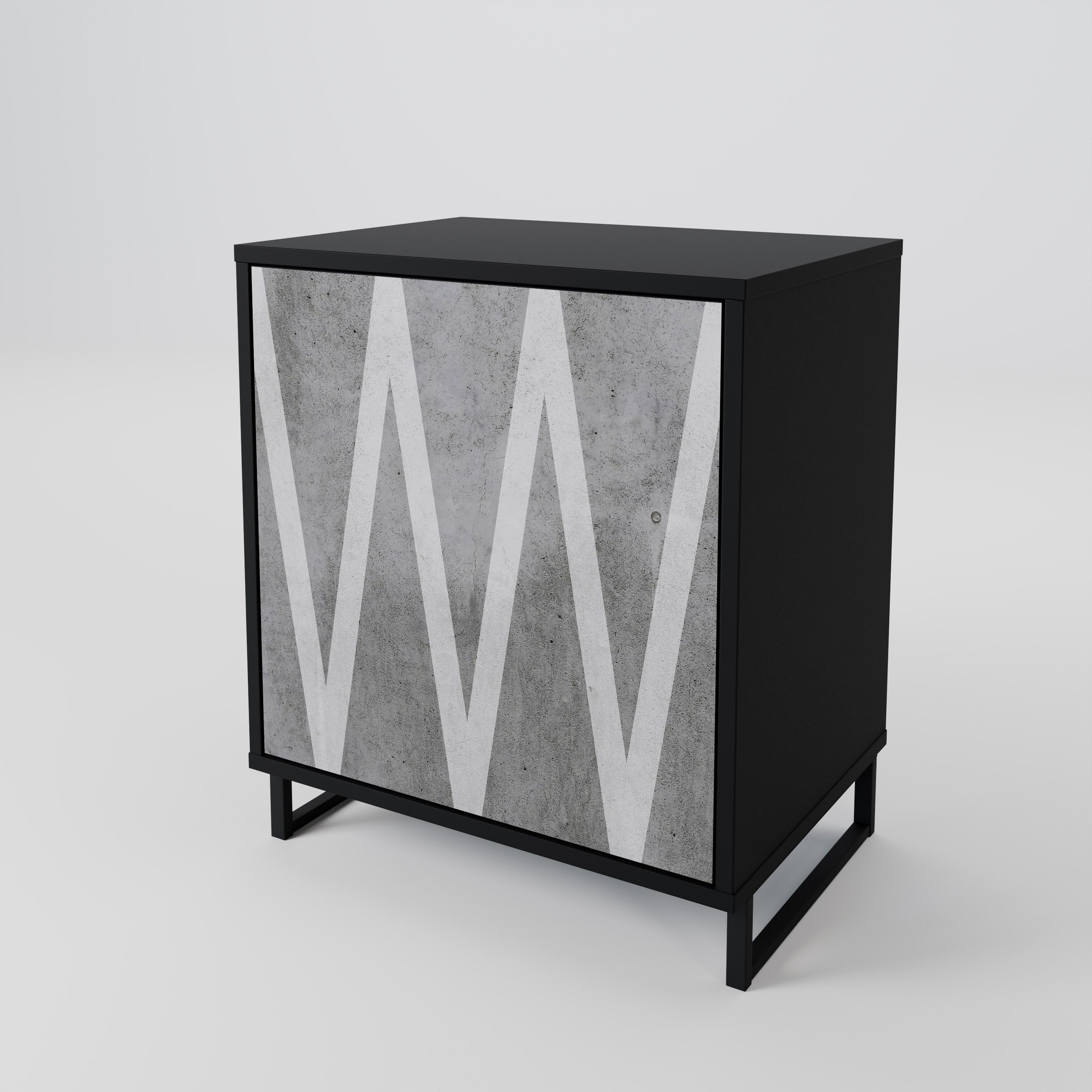 SOLID ZIG ZAG Sideboard mit 1 Tür in Schwarz