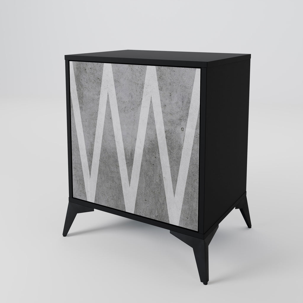 SOLID ZIG ZAG 1-Door Sideboard in Black Finish