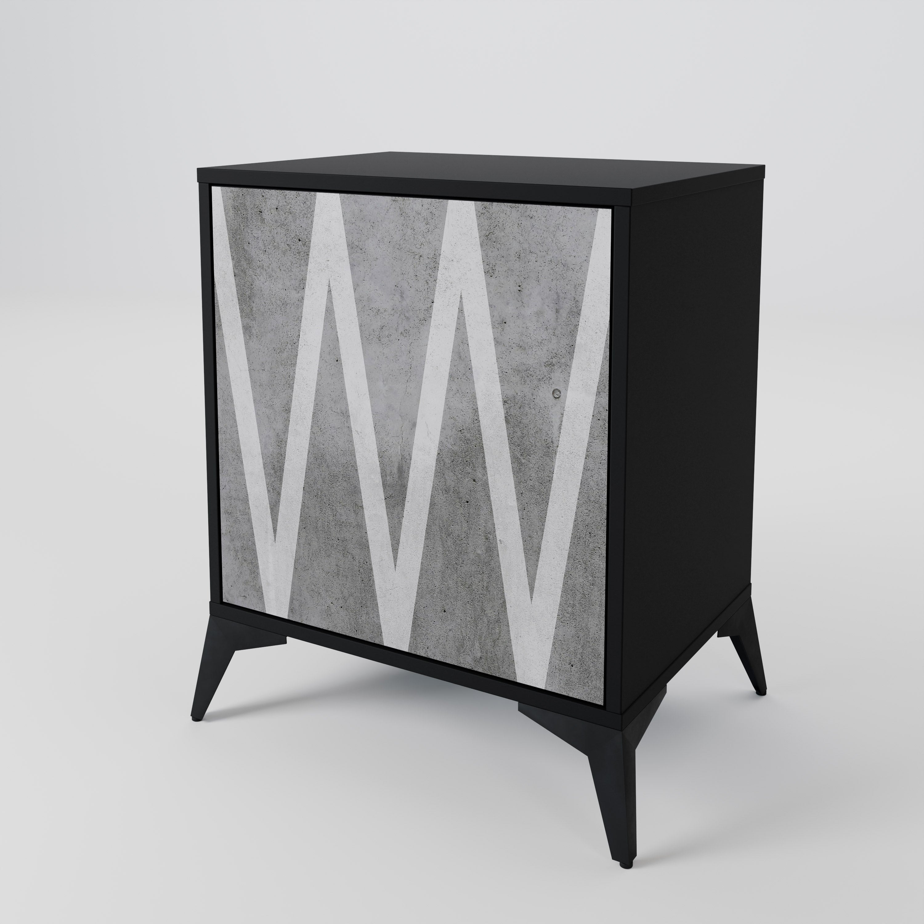 SOLID ZIG ZAG Sideboard mit 1 Tür in Schwarz