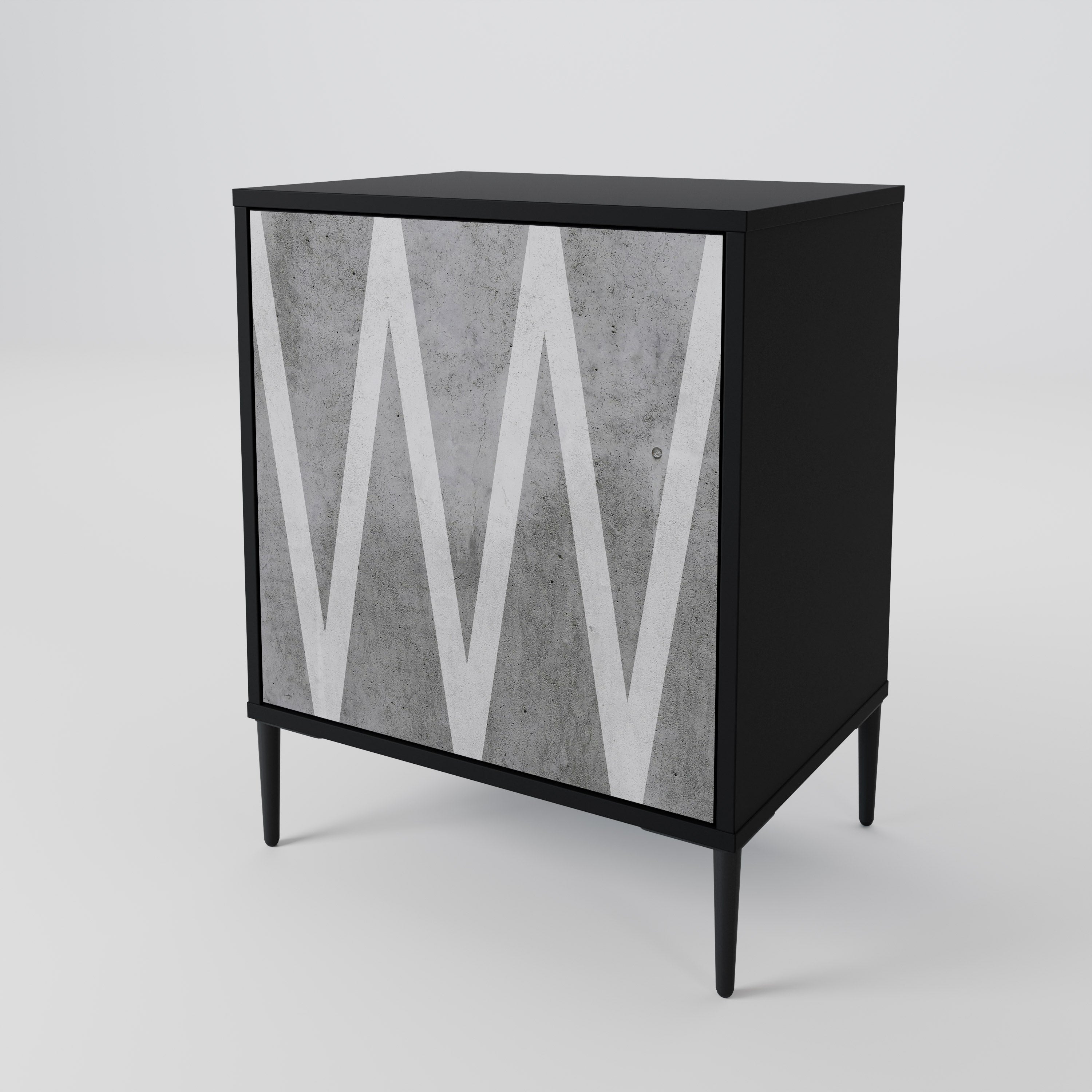 SOLID ZIG ZAG Sideboard mit 1 Tür in Schwarz