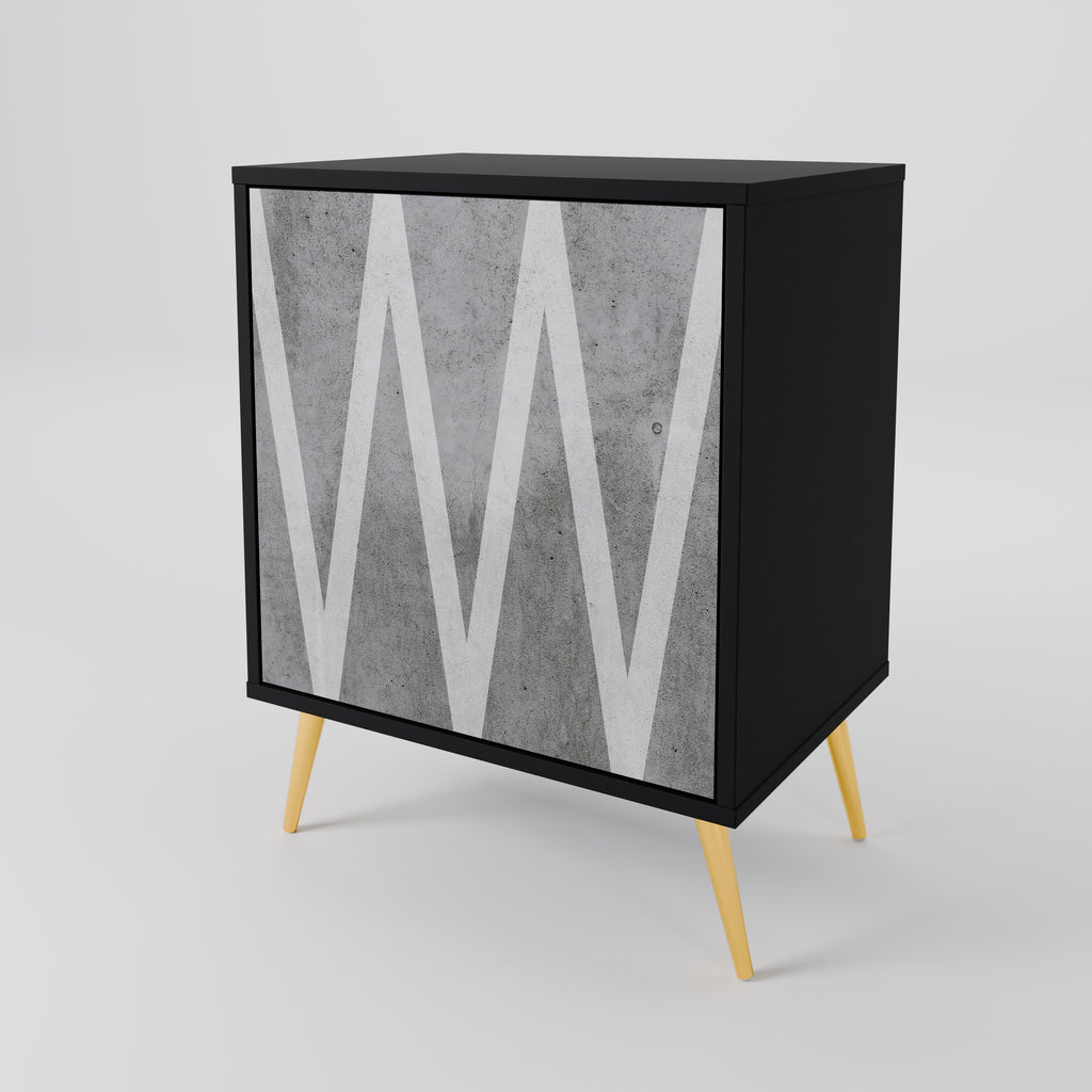 SOLID ZIG ZAG 1-Door Sideboard in Black Finish