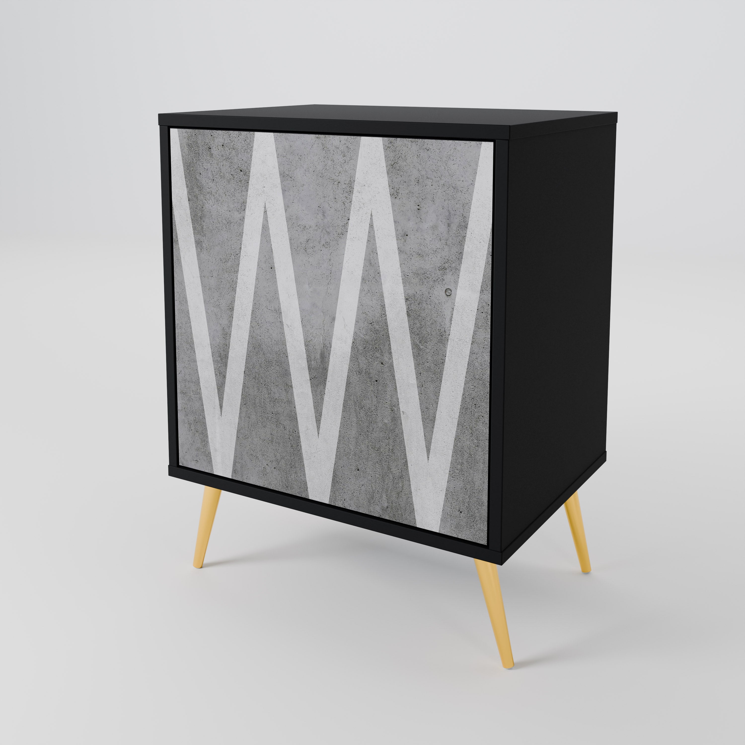 SOLID ZIG ZAG Sideboard mit 1 Tür in Schwarz