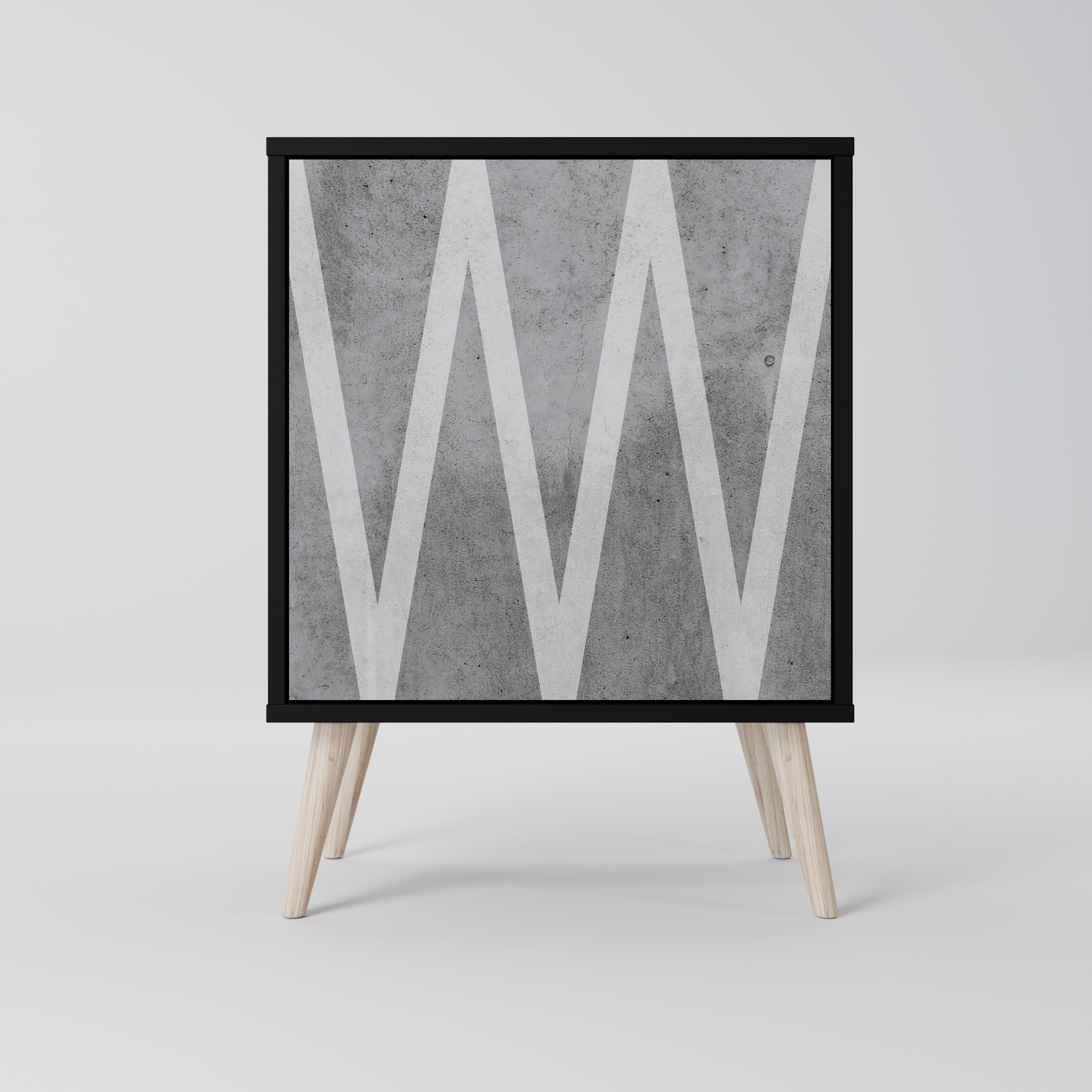 SOLID ZIG ZAG Sideboard mit 1 Tür in Schwarz