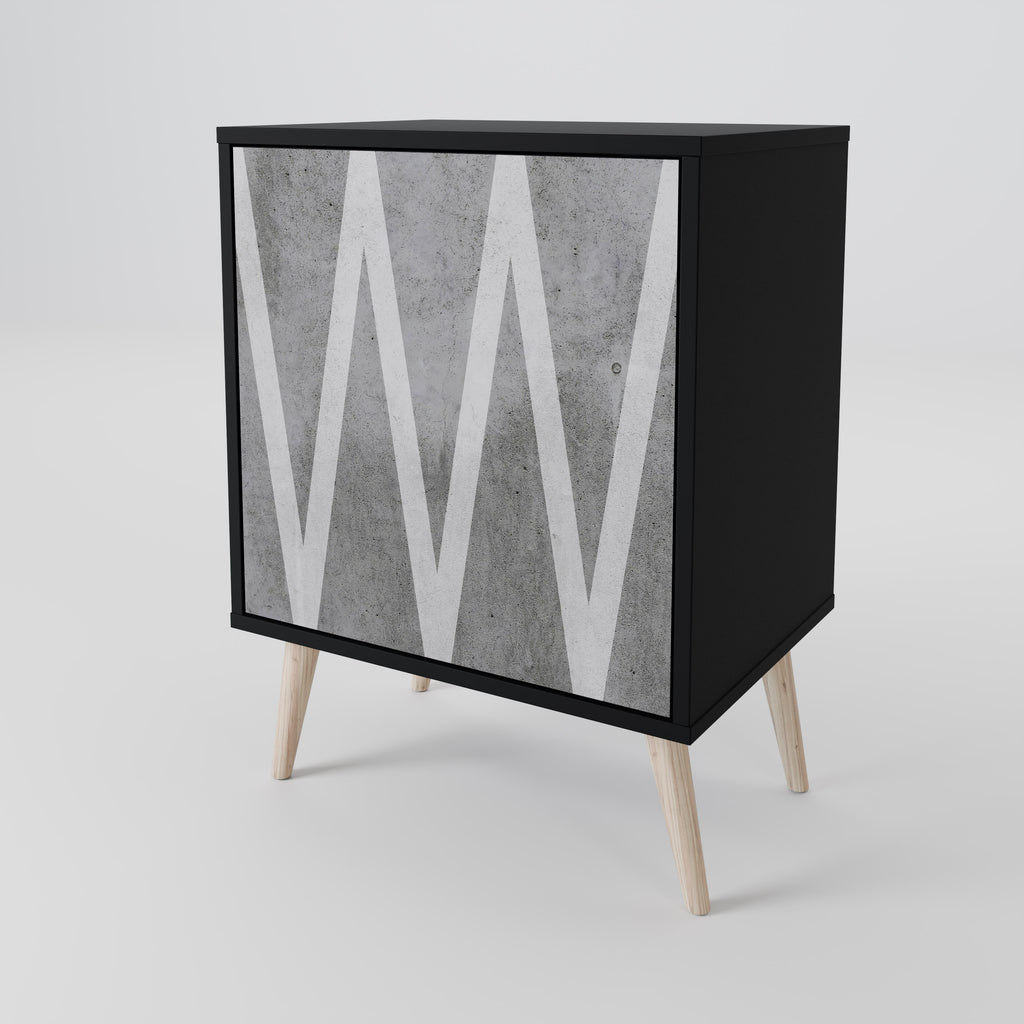 SOLID ZIG ZAG 1-Door Sideboard in Black Finish